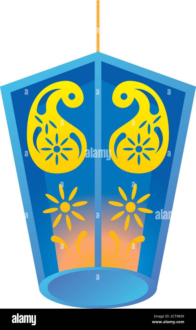 lanterne diwali suspendu style détaillé icône design, inde festival de lumières thème illustration vectorielle Illustration de Vecteur