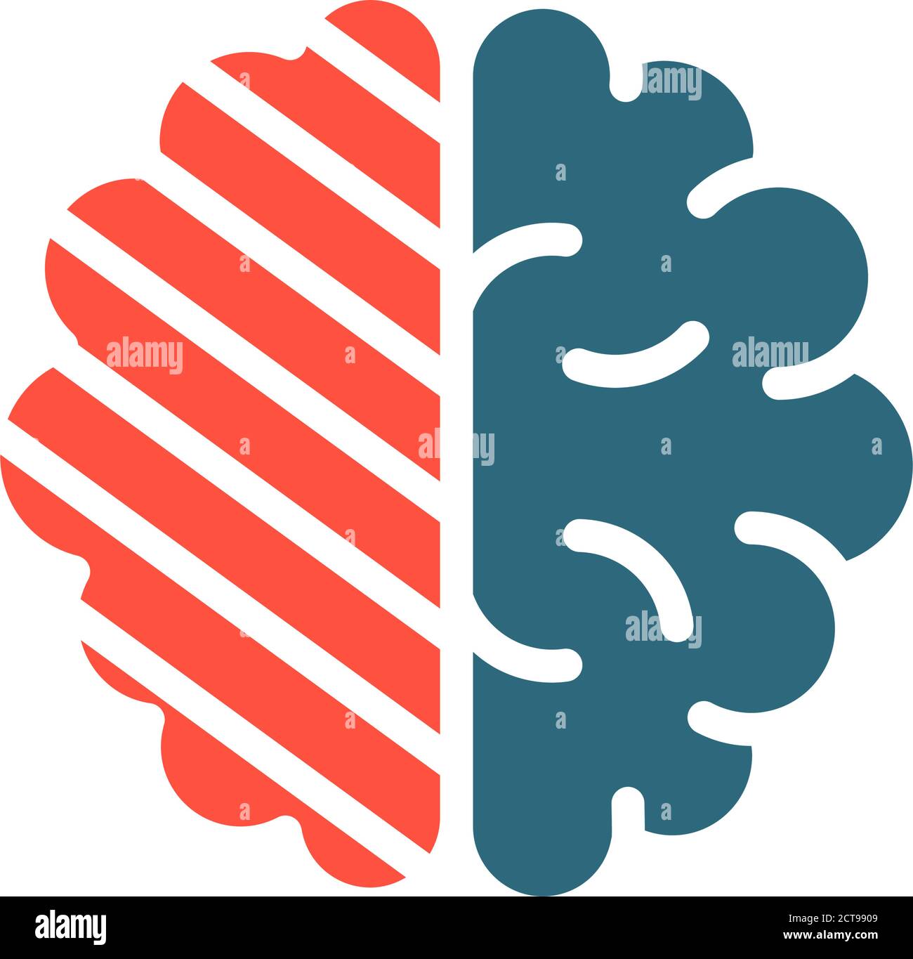 Icône de couleur cerveau humain douloureux. Œdème cérébral, organe infecté, accident vasculaire cérébral, symbole du cancer du cerveau Illustration de Vecteur