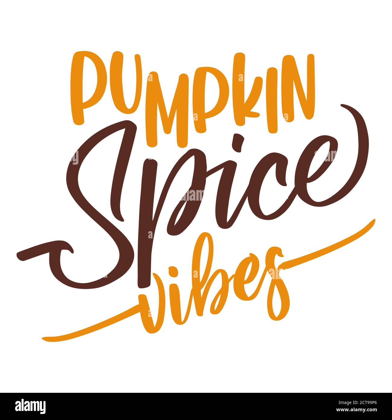 Vibes d'épices de citrouille - illustration vectorielle dessinée à la main, étiquette pour café latte. Affiche couleur automne. Bon pour la réservation de ferraille, affiches, cartes de vœux, bann Illustration de Vecteur