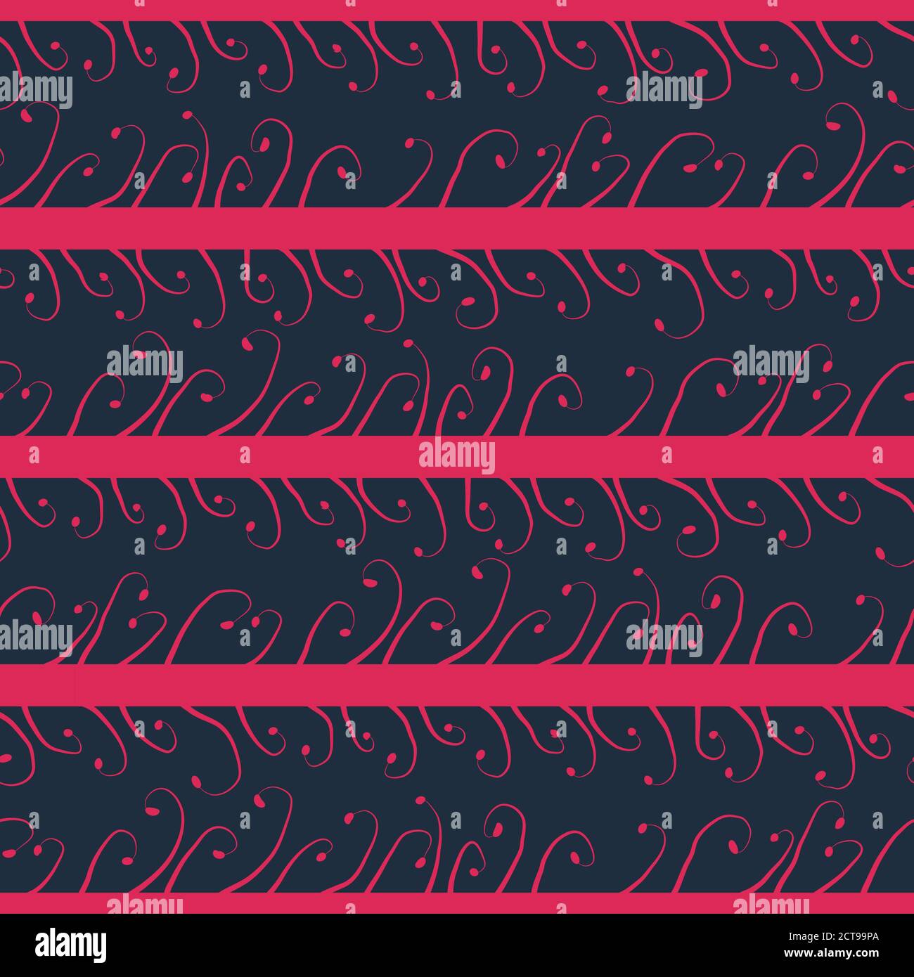 rayures roses motif vectoriel sans couture avec pousses Illustration de Vecteur