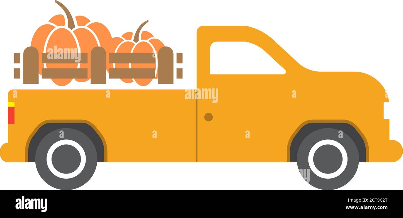 Modèle de conception de camion de citrouille illustration isolée vectorielle Illustration de Vecteur