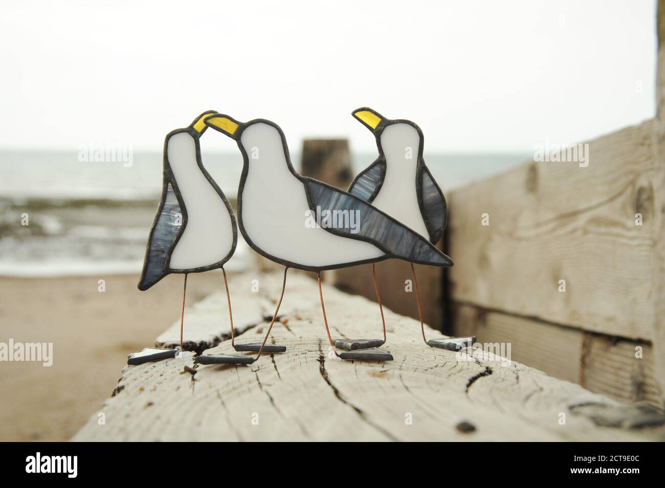 Trois mouettes en verre Banque D'Images