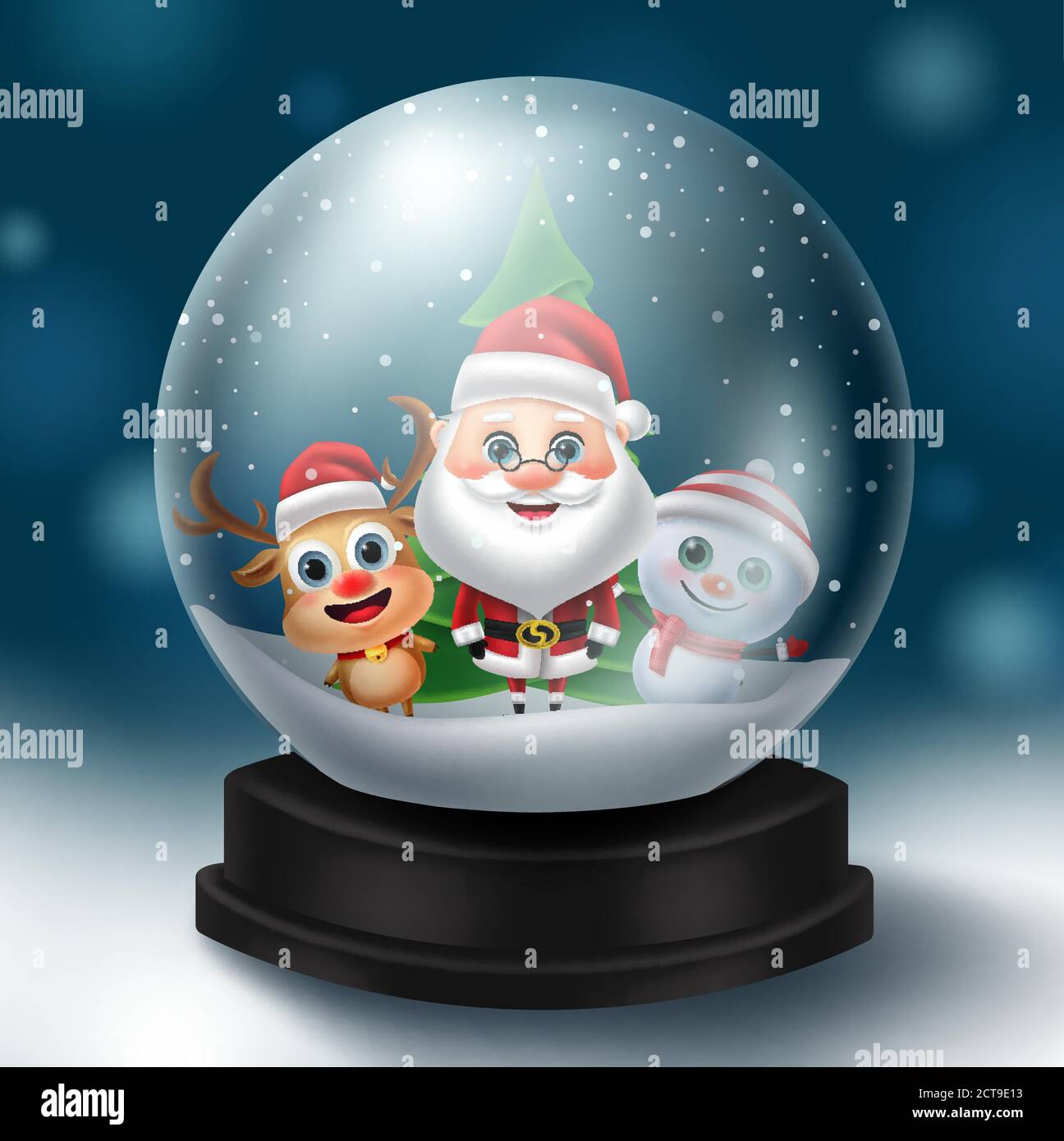 Motif vectoriel de Noël avec boules de neige. Élément boule de neige de Noël  avec le père noël, renne et bonhomme de neige à l'intérieur Image  Vectorielle Stock - Alamy
