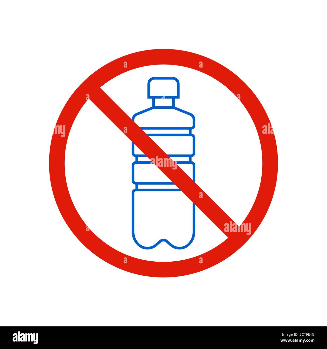 Pas de bouteille en plastique. Aucun signe d'avertissement de mise en litières Illustration de Vecteur