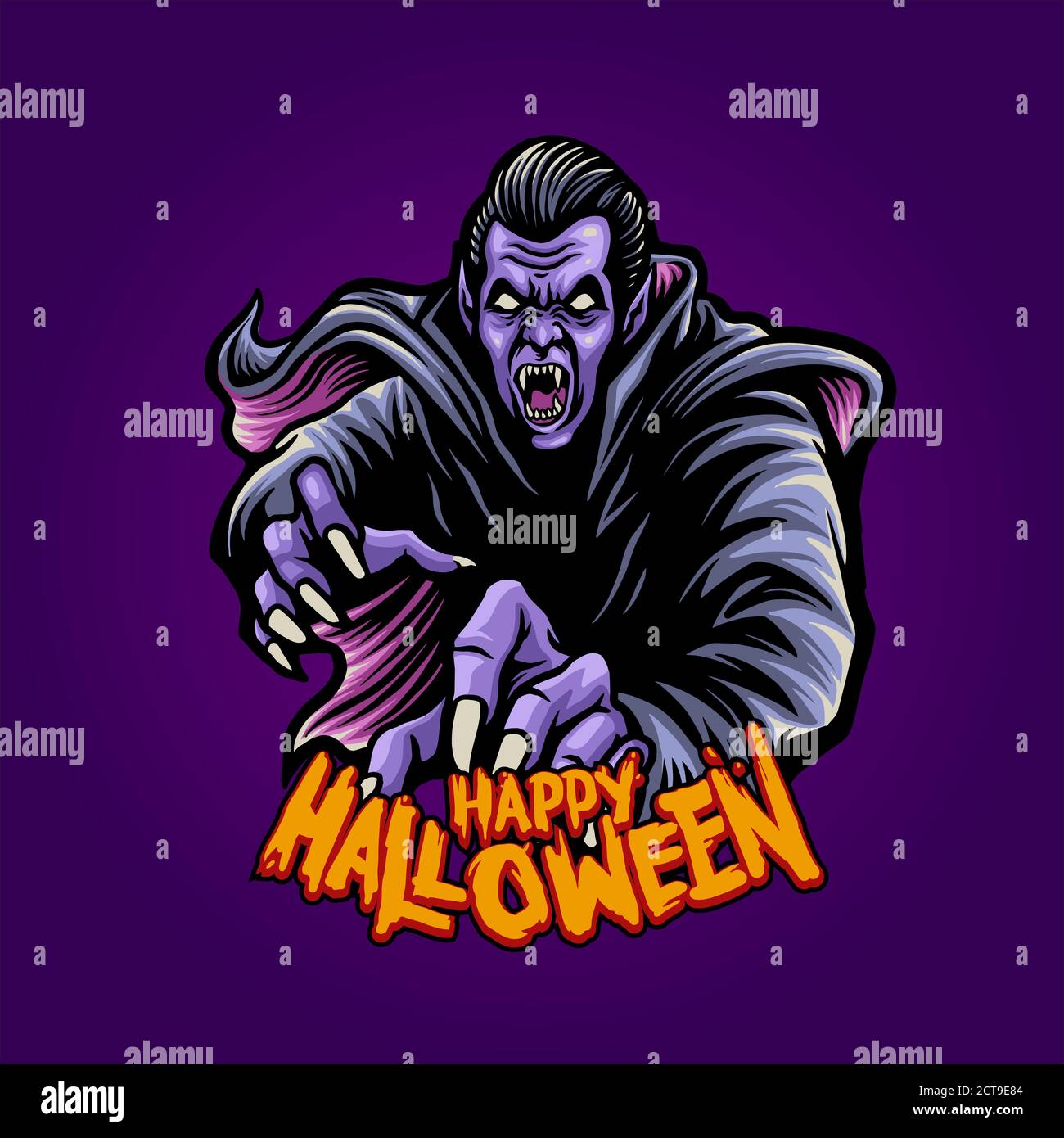 Zombie Dracula witchcraft Happy Halloween illustrations pour la marchandise des vêtements et des publications d'affiches Banque D'Images