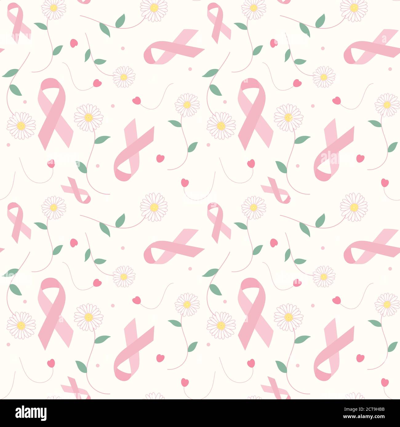 Ruban rose pastel et motif fleuri sans couture vector arrière-plan à Soutenir la campagne de sensibilisation des femmes au cancer du sein en octobre Illustration de Vecteur
