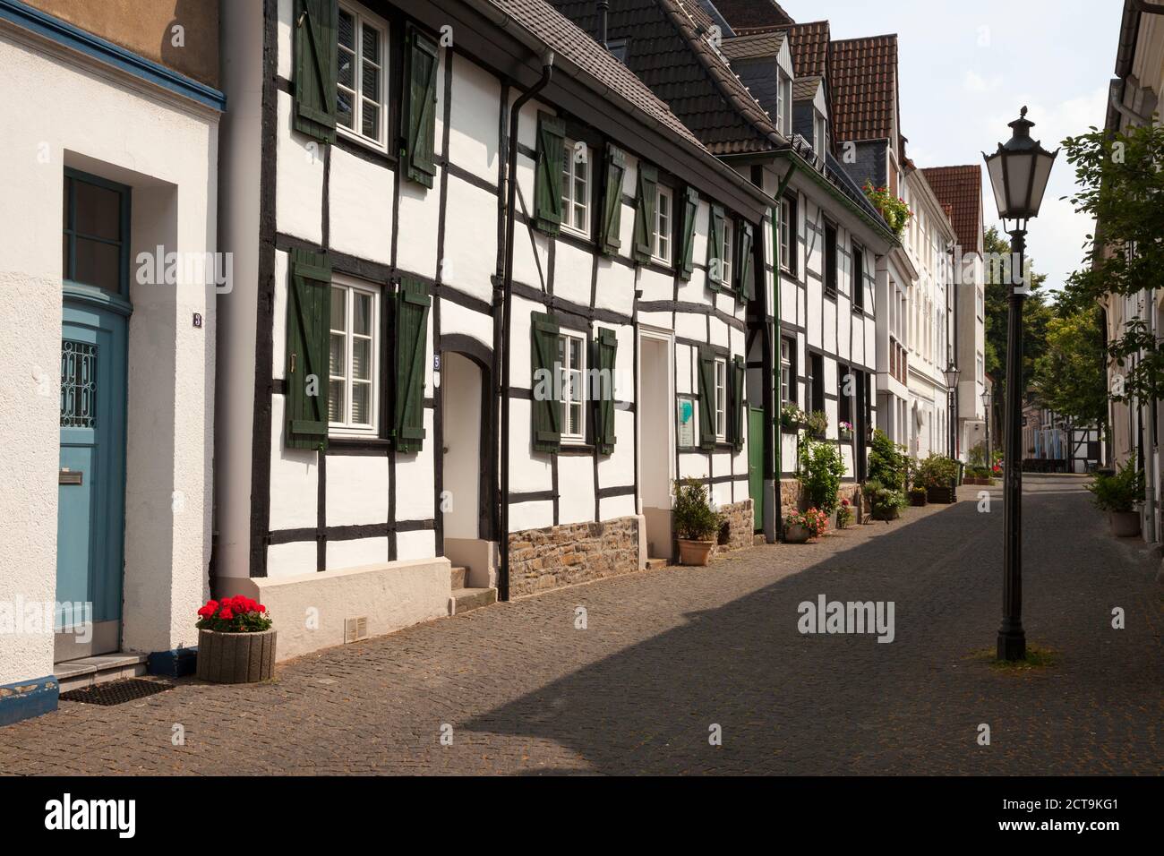 L'Allemagne, en Rhénanie du Nord-Westphalie, Muelheim an der Ruhr, maisons à pans de bois de la vieille ville Banque D'Images