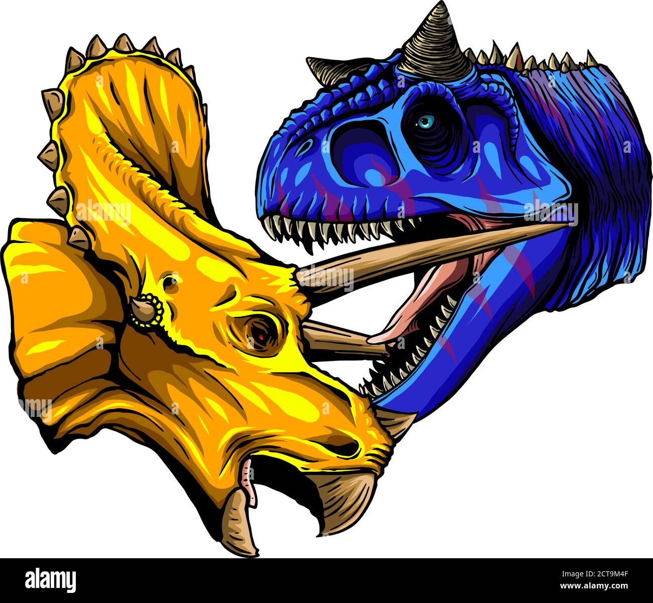 T Rex contre Triceratops illustration avec un tyrannosaures rex attaquer un dinosaure triceratops Illustration de Vecteur