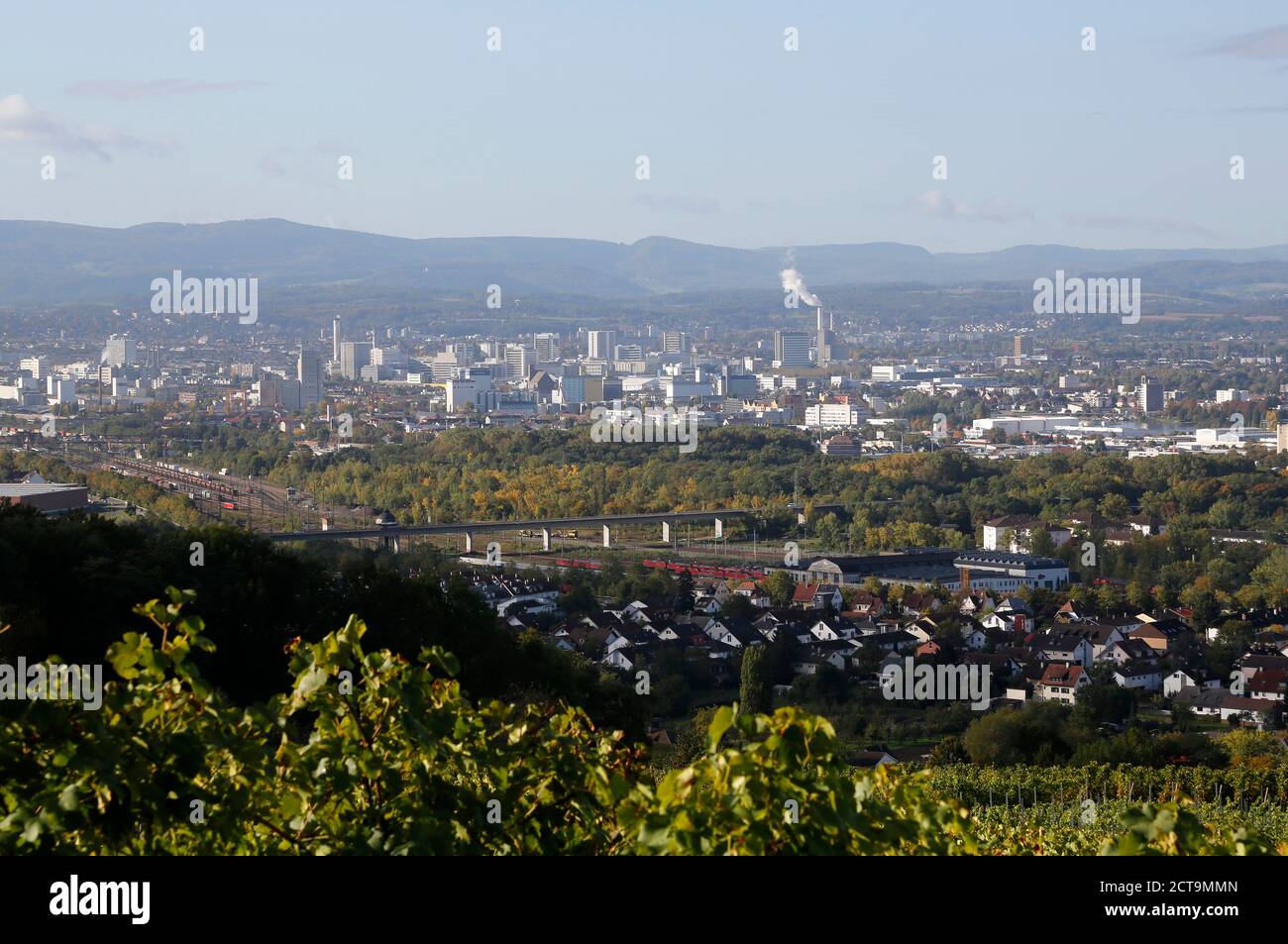 Triangle des frontières de l'Allemagne, la Suisse et la France vu de Oetlingen, Bade-Wurtemberg Banque D'Images