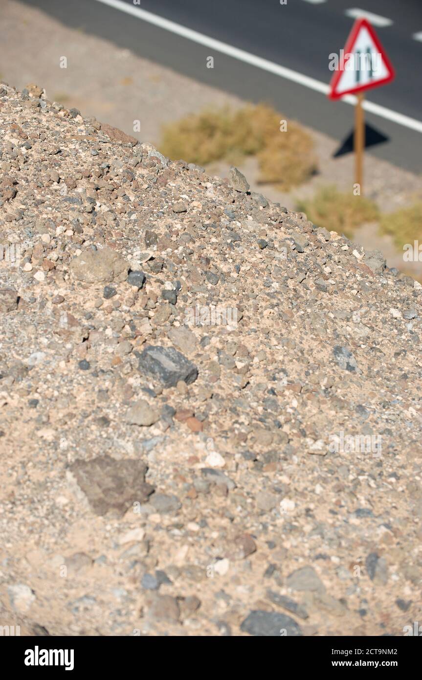 Espagne, Fuerteventura, Costa Calma, road sign Banque D'Images