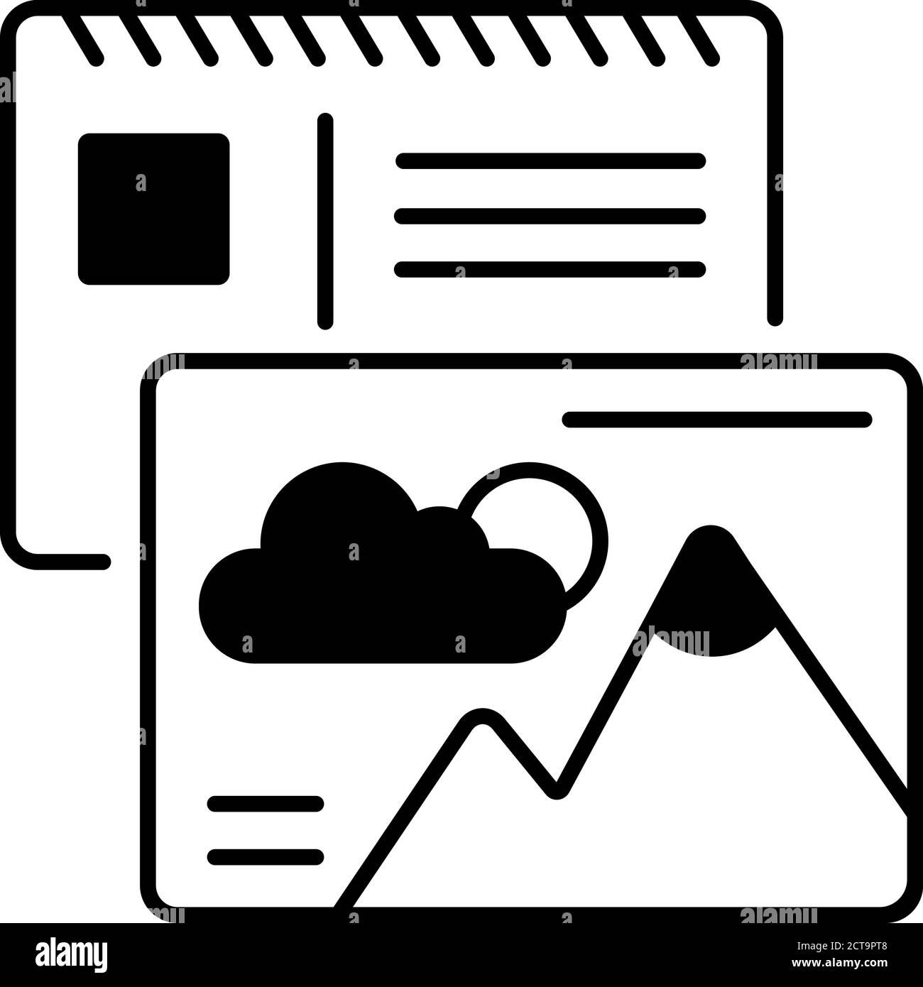 Icône linéaire noire des cartes postales Illustration de Vecteur