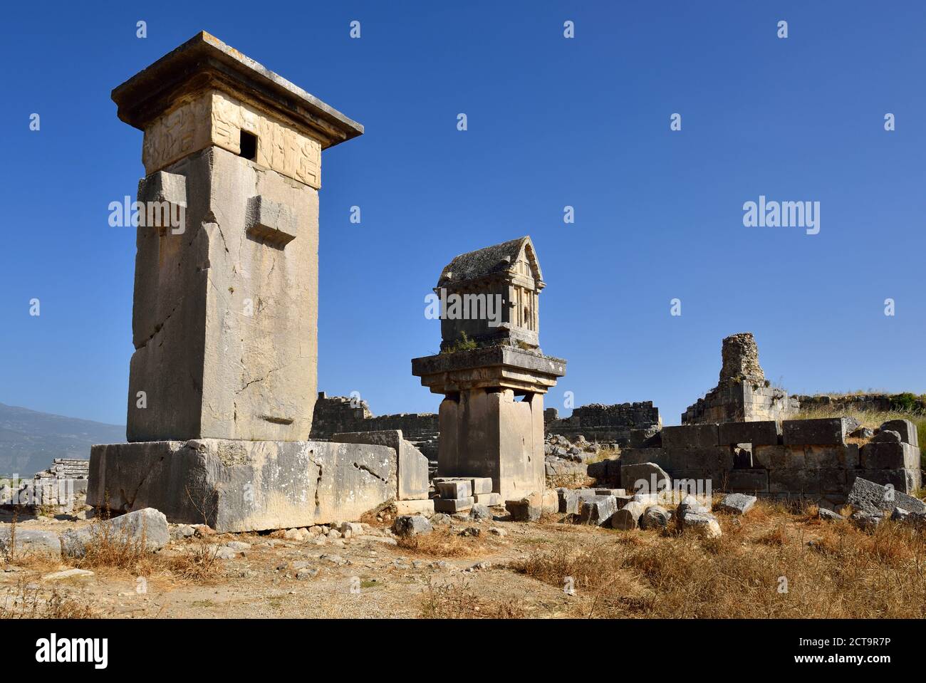 La Turquie, Antalya Province, Lycie, Harpy tombeau et sarcophage lycien, site archéologique de Xanthos Banque D'Images