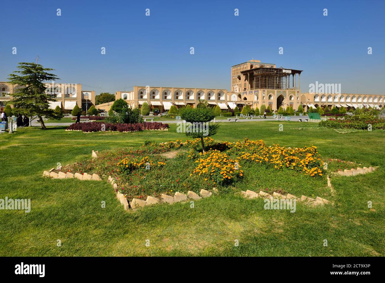 L'Iran, Ispahan, palais Ali Qapu à Meidan-e Emam, Naqsh-e Jahan, Place Imam Banque D'Images