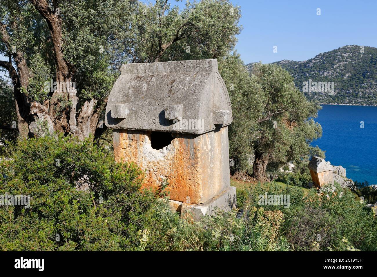 La Turquie, la Lycie, côte lycienne, Demre, sarcophage antique Banque D'Images