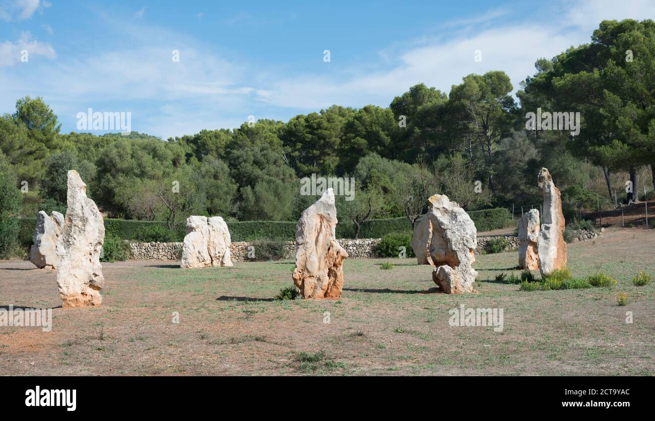 L'Espagne, Îles Baléares, Majorque, Alcudia, Fondation Jakober, Mégalithe pierres Banque D'Images