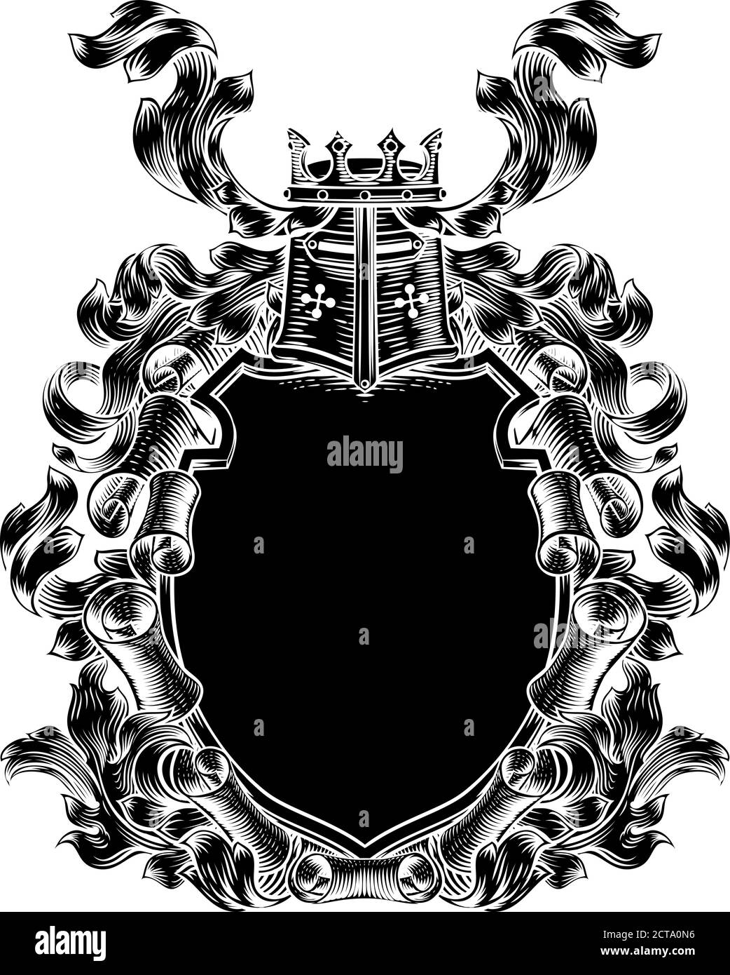 Armoiries de l'écusson de la couronne de la couronne de défilement Illustration de Vecteur