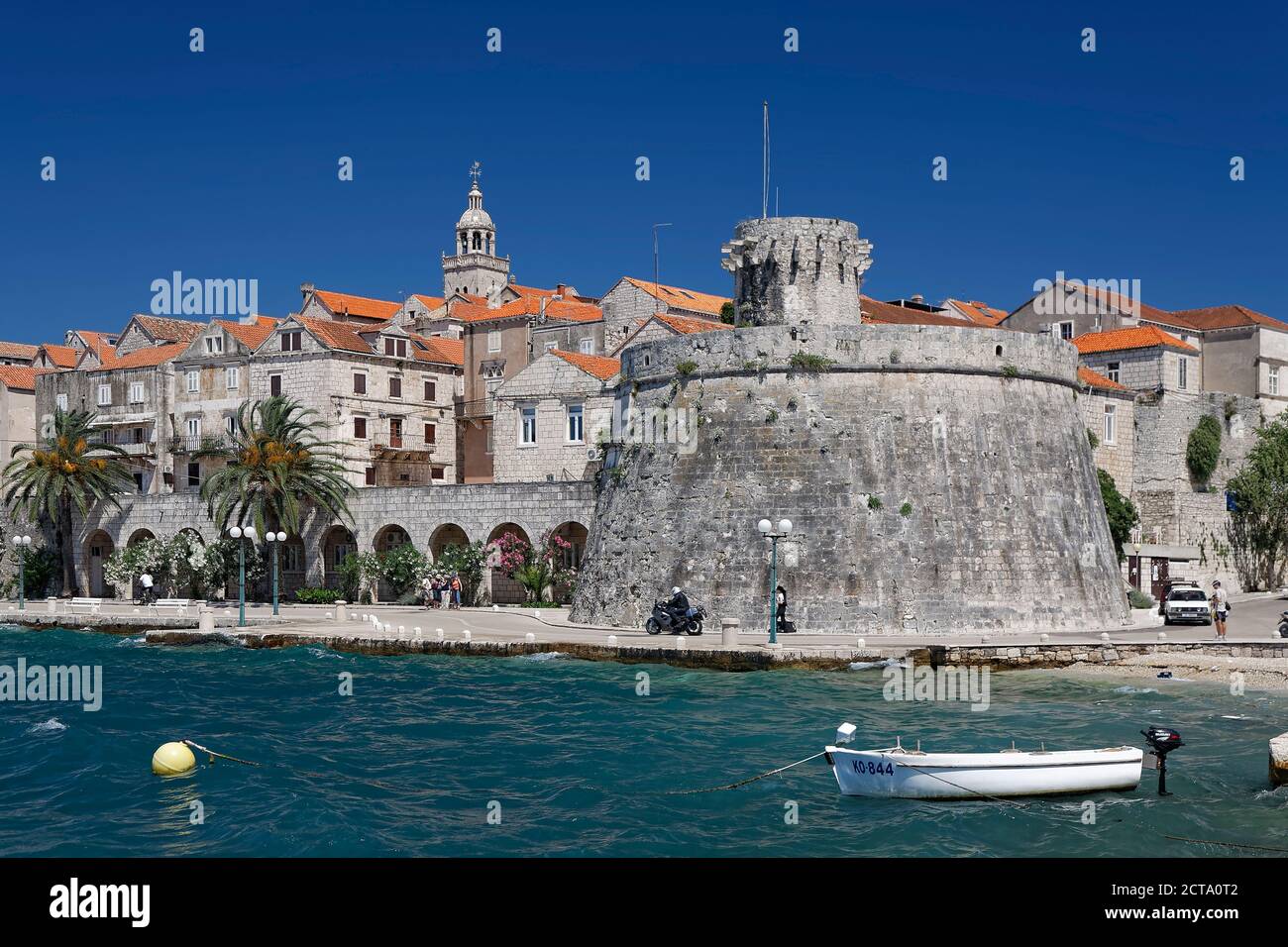 La Croatie, Dubrovnik-Neretva, île de Korcula, Korcula, mur de la ville Banque D'Images