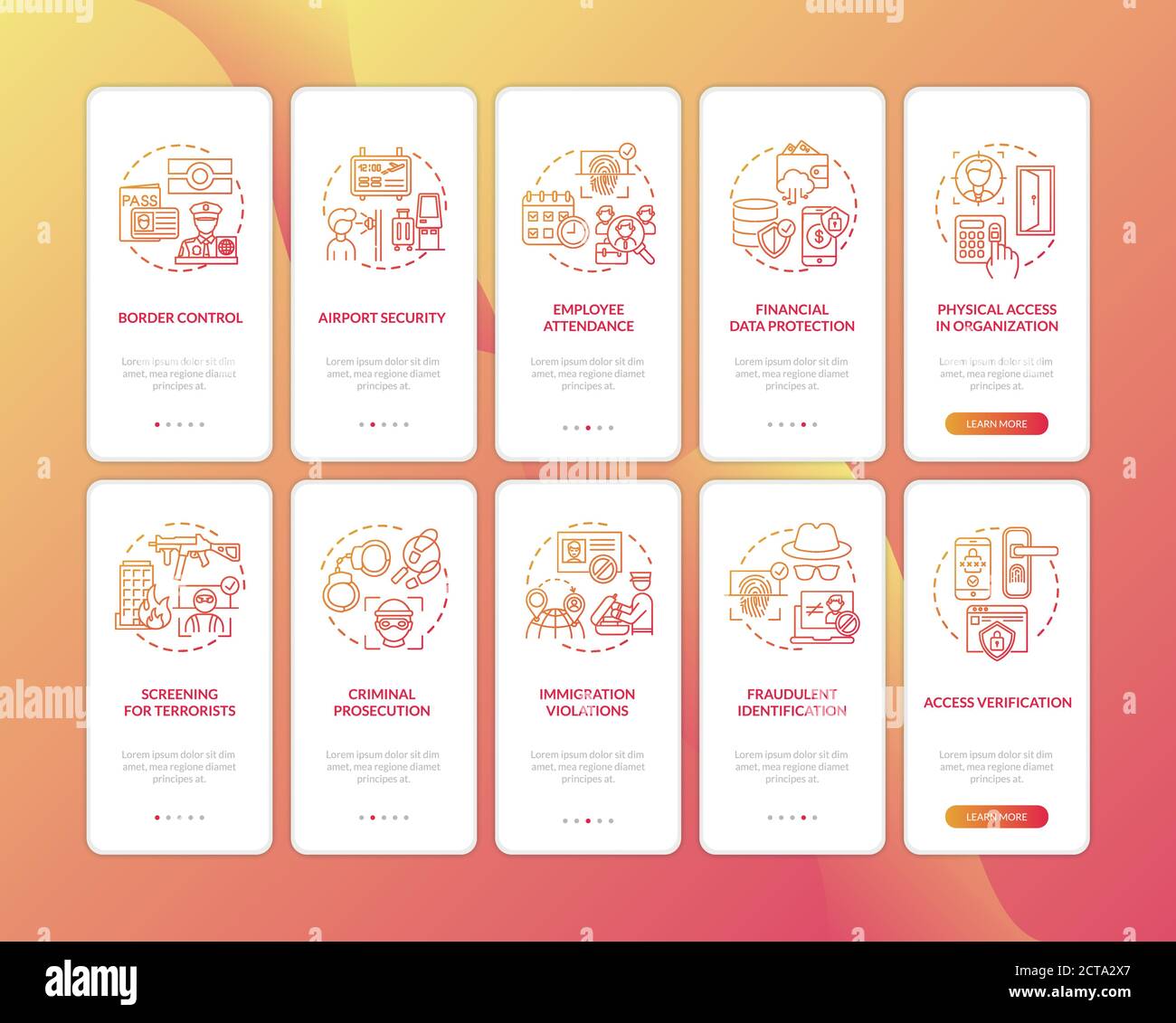 Utilisation biométrique intégration de l'écran de la page d'application mobile avec des concepts définis Illustration de Vecteur