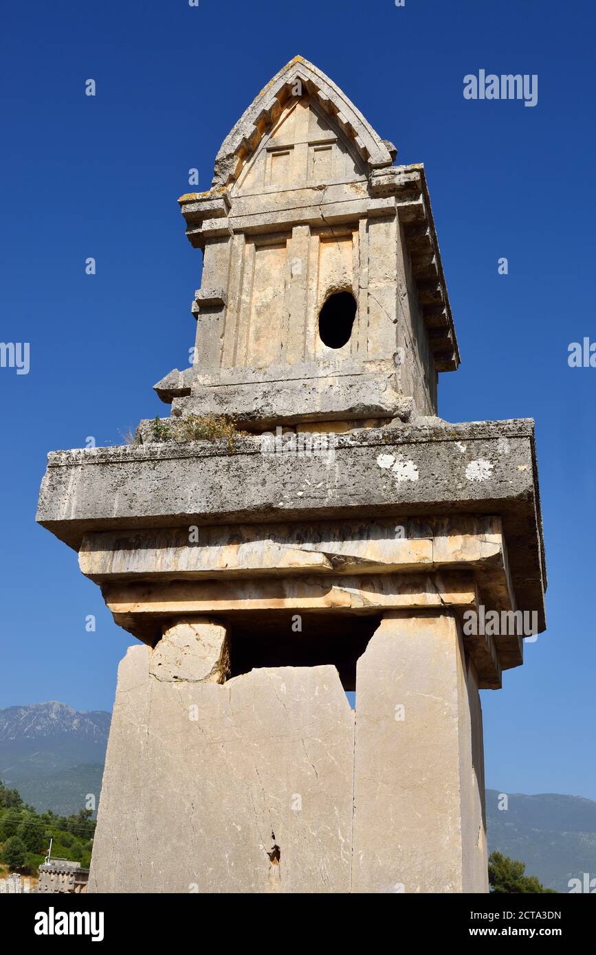 La Turquie, site archéologique de Xanthos, sarcophage Lycien antique Banque D'Images