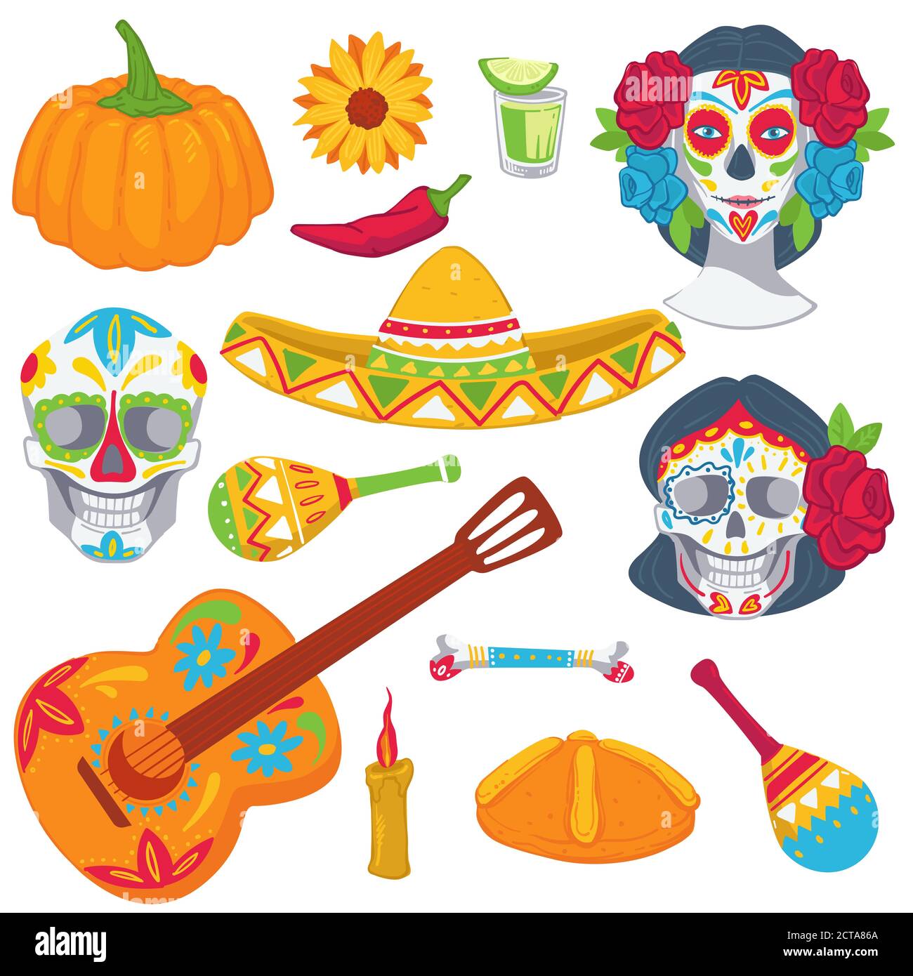 Jour des morts, la tradition mexicaine objets pour les vacances Illustration de Vecteur