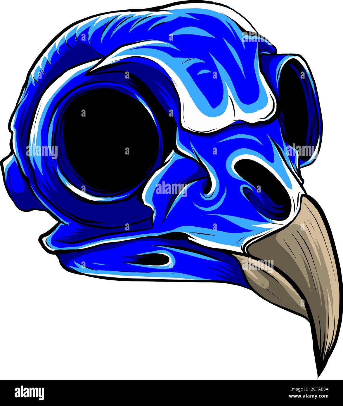Vector Blue Bird Tattoo Skull Illustration graphique art Illustration de Vecteur