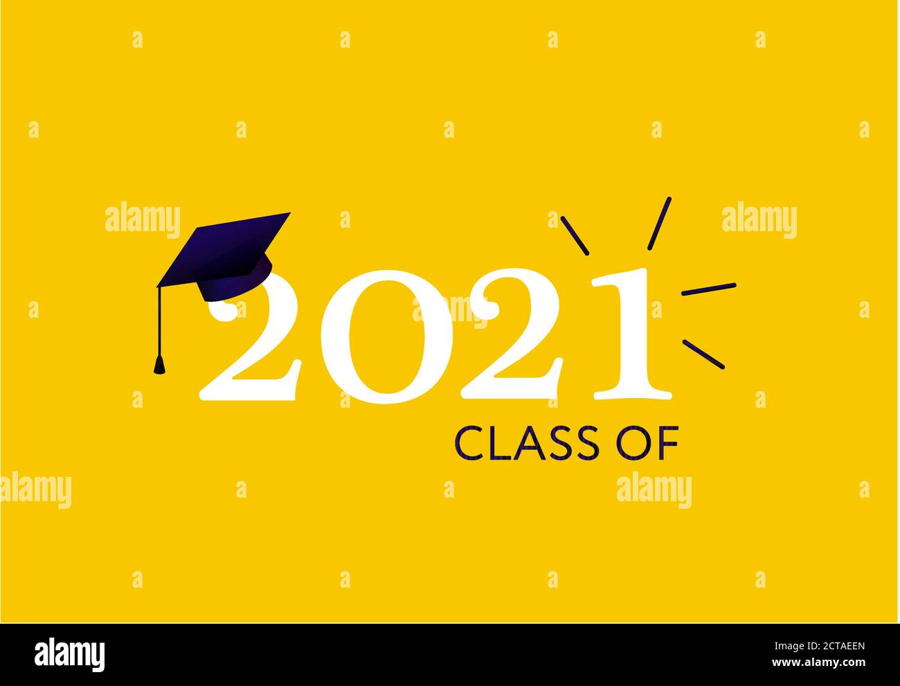 Classe de 2021. Logo de la remise des diplômes. Modèle de carte Illustration de Vecteur