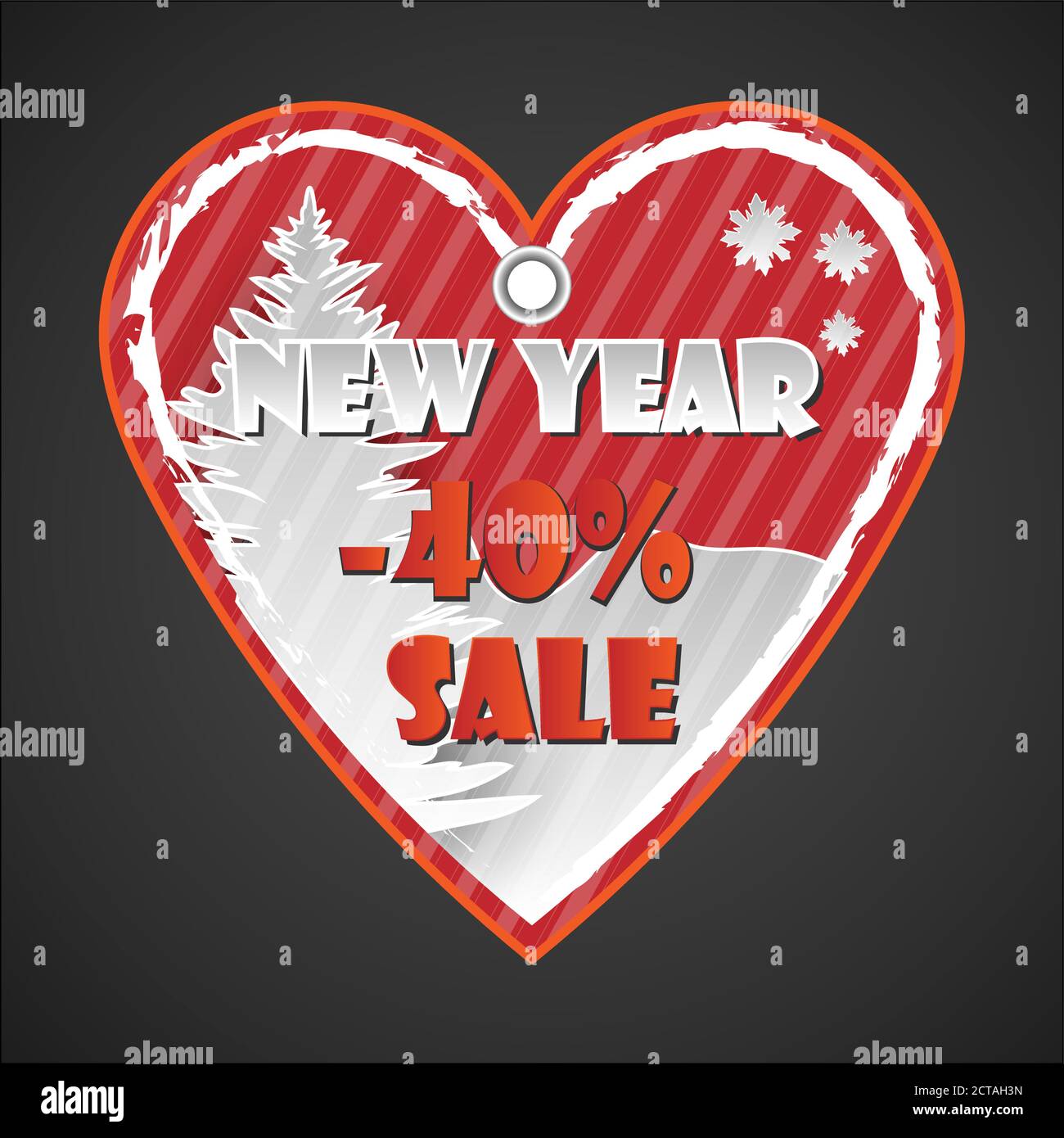 Étiquette de papier rouge en forme de coeur avec éléments en papier découpé avec texte de réduction pour la promotion shopping de noël. Illustration du vecteur EPS10 Illustration de Vecteur