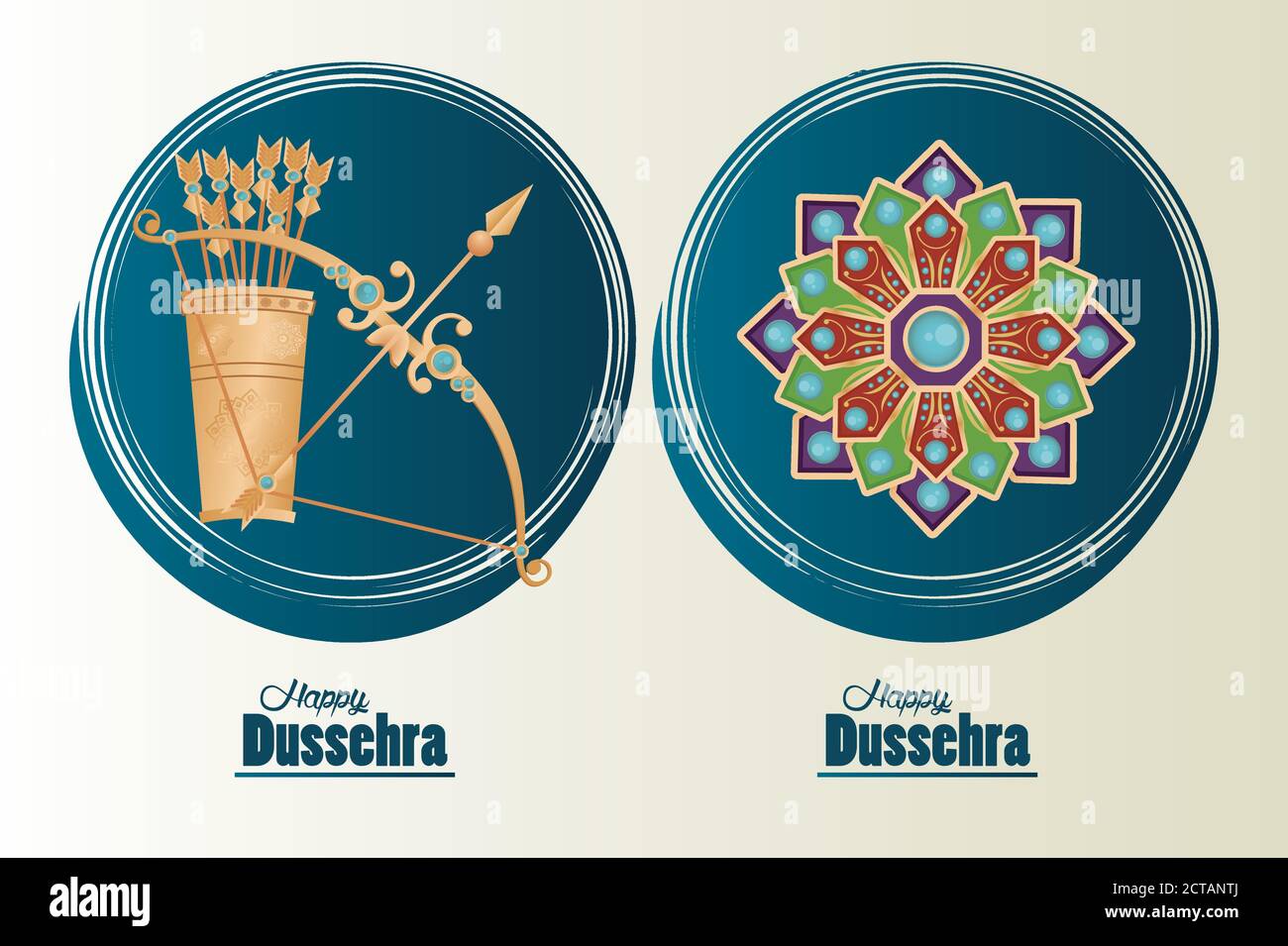 carte de célébration happy dussehra avec cadre en arc et en mandala conception de l'illustration Illustration de Vecteur