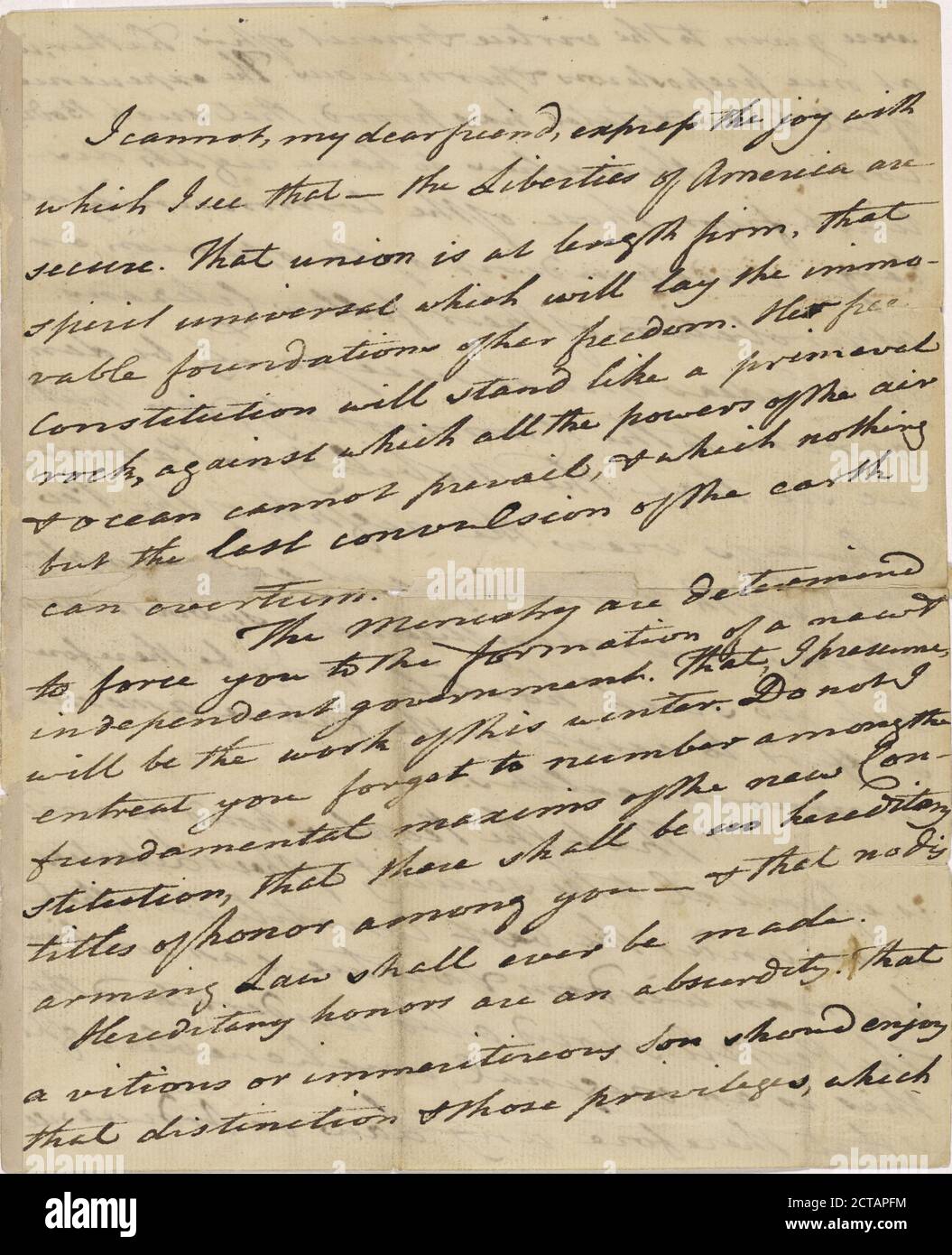 Lettre d'Arthur Lee, texte, correspondance, 1775 Banque D'Images