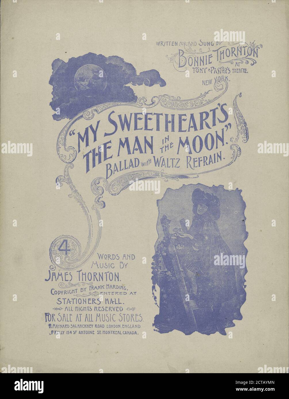 Mon chéri est l'homme dans la lune, musique notated, partitions, 1892 - 1892, Thornton, James (1861-1938), Thornton, James (1861-1938), Schmitt, Joe Banque D'Images