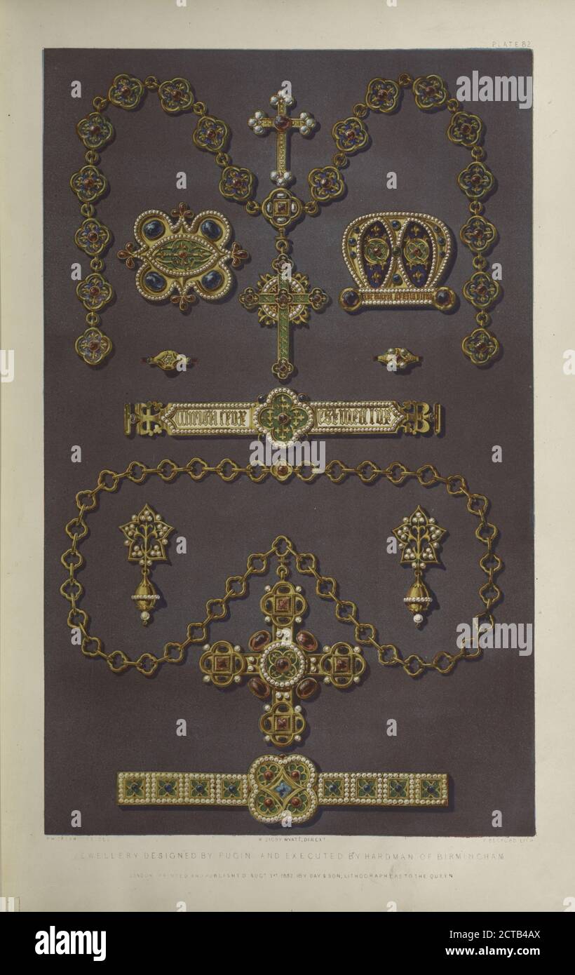 Bijoux conçus par Pugin et exécutés par Hardman de Birmingham, image fixe, estampes, 1851 - 1853, Wyatt, M. Digby (Matthew Digby), Sir, 1820-1877 Banque D'Images