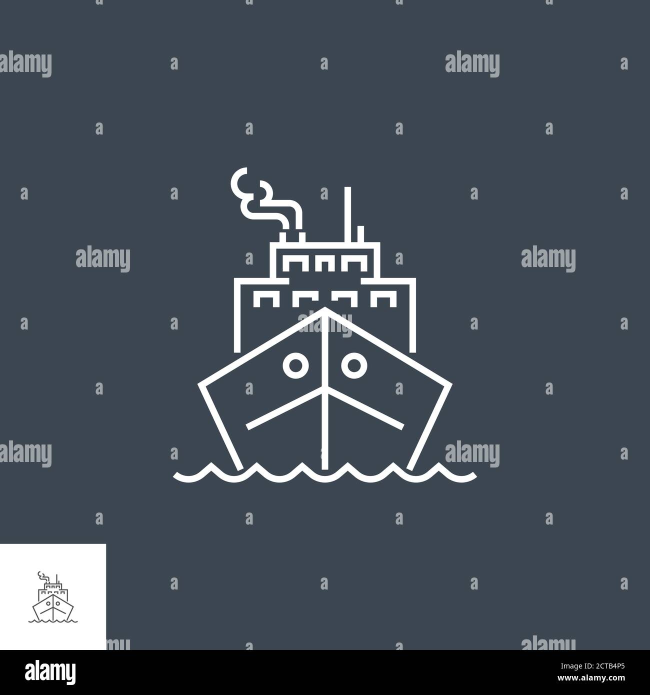 Icône de ligne vectorielle associée au bateau de croisière. Illustration de Vecteur