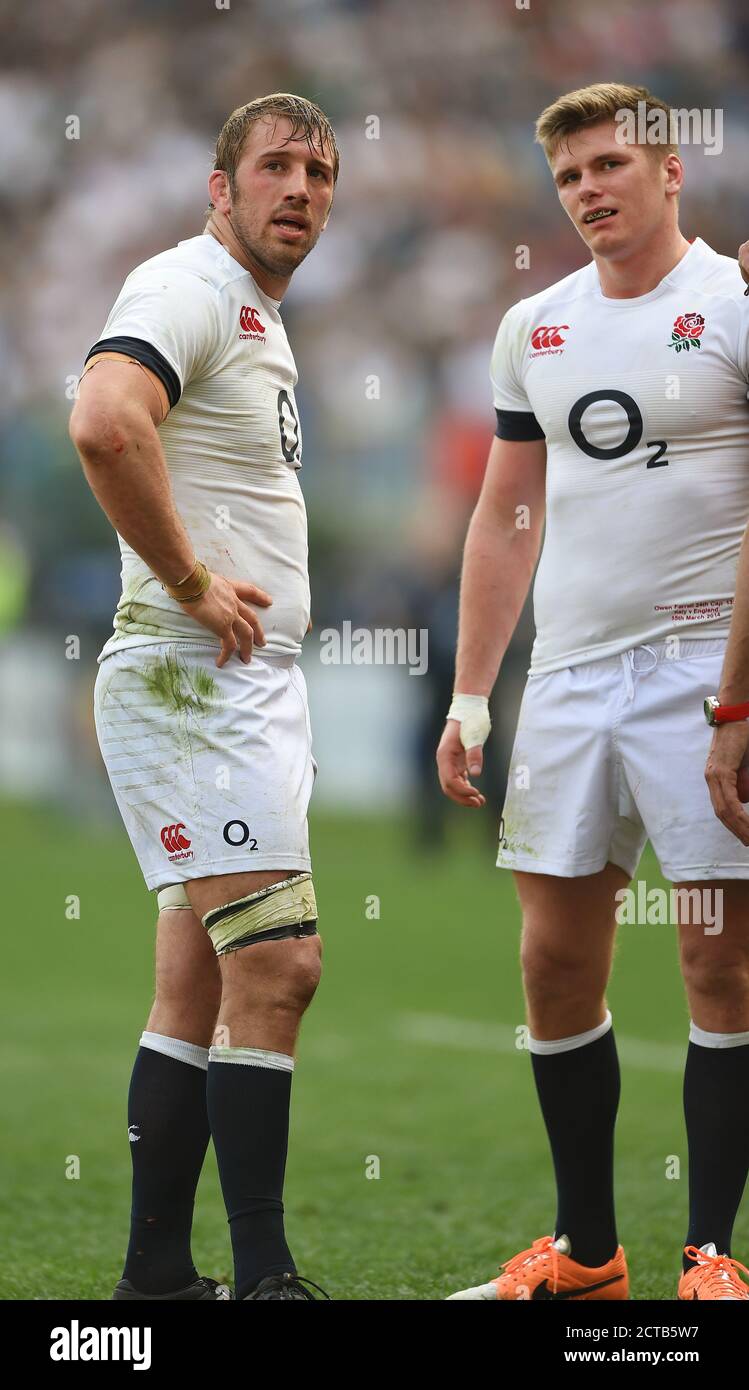 Chris Robshaw et Owen Farrell Italie contre l'Angleterre. Photo du Championnat des six Nations : © MARK PAIN / ALAMY Banque D'Images