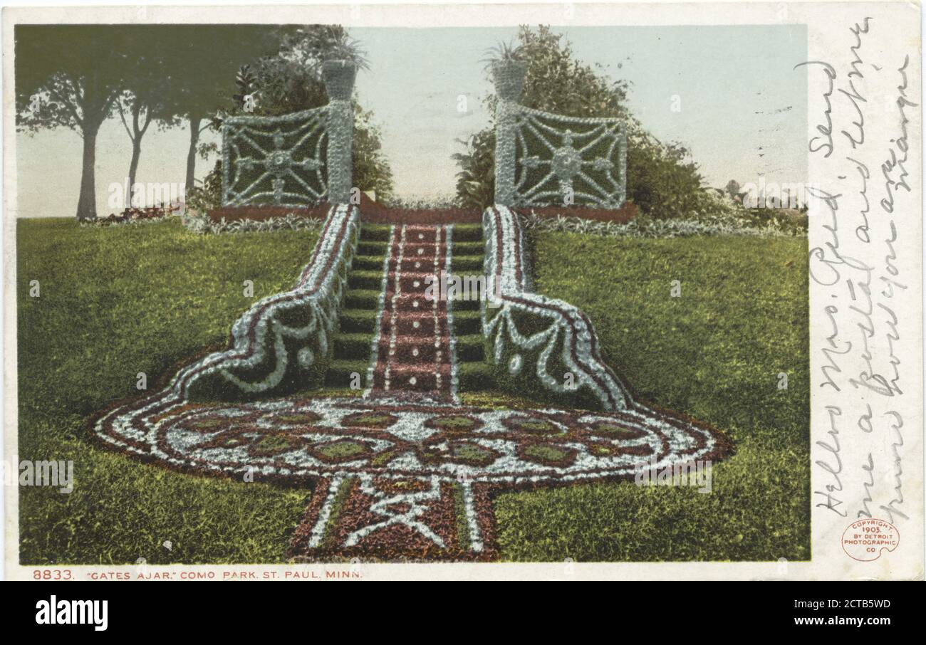 Gates Ajar, Como Park, Saint-Paul, Minn., image fixe, cartes postales, 1898 - 1931 Banque D'Images