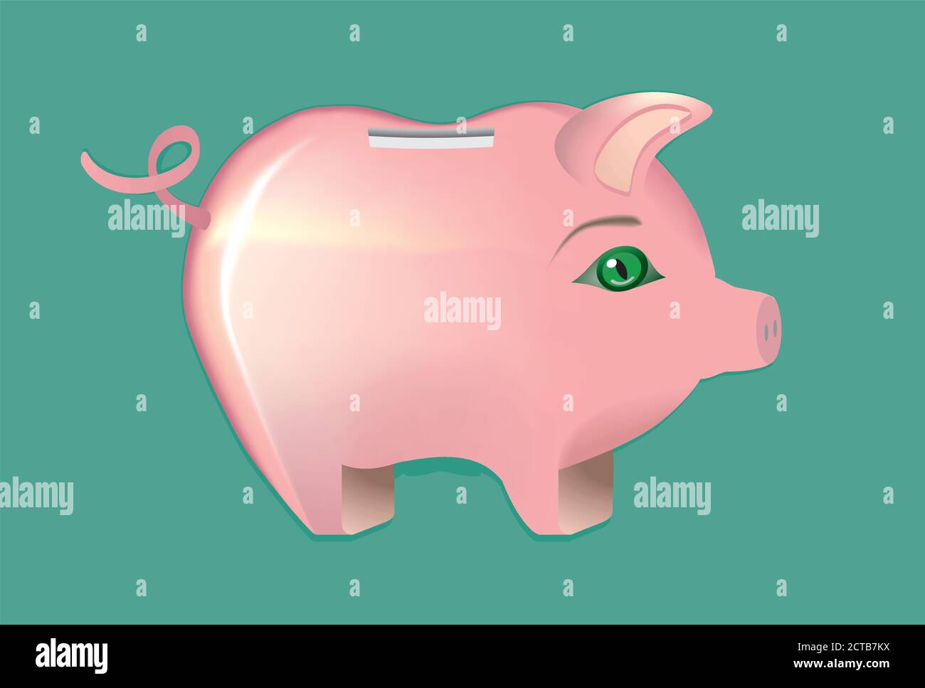 Petite banque de porc rose mignonne, espace de copie sur le cochon. Illustration vectorielle. Illustration de Vecteur