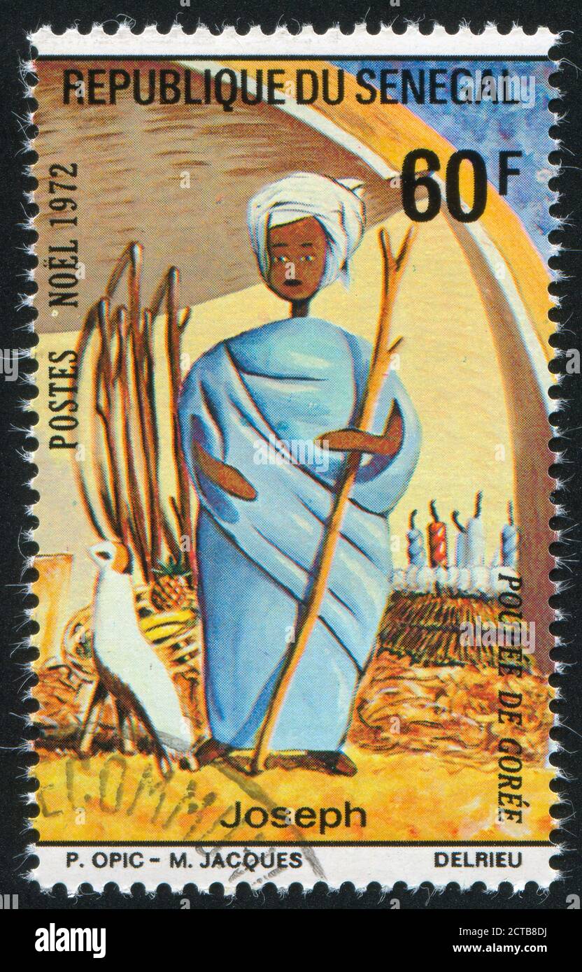 SÉNÉGAL - VERS 1972 : timbre imprimé par le Sénégal, montre Joseph, vers 1972 Banque D'Images