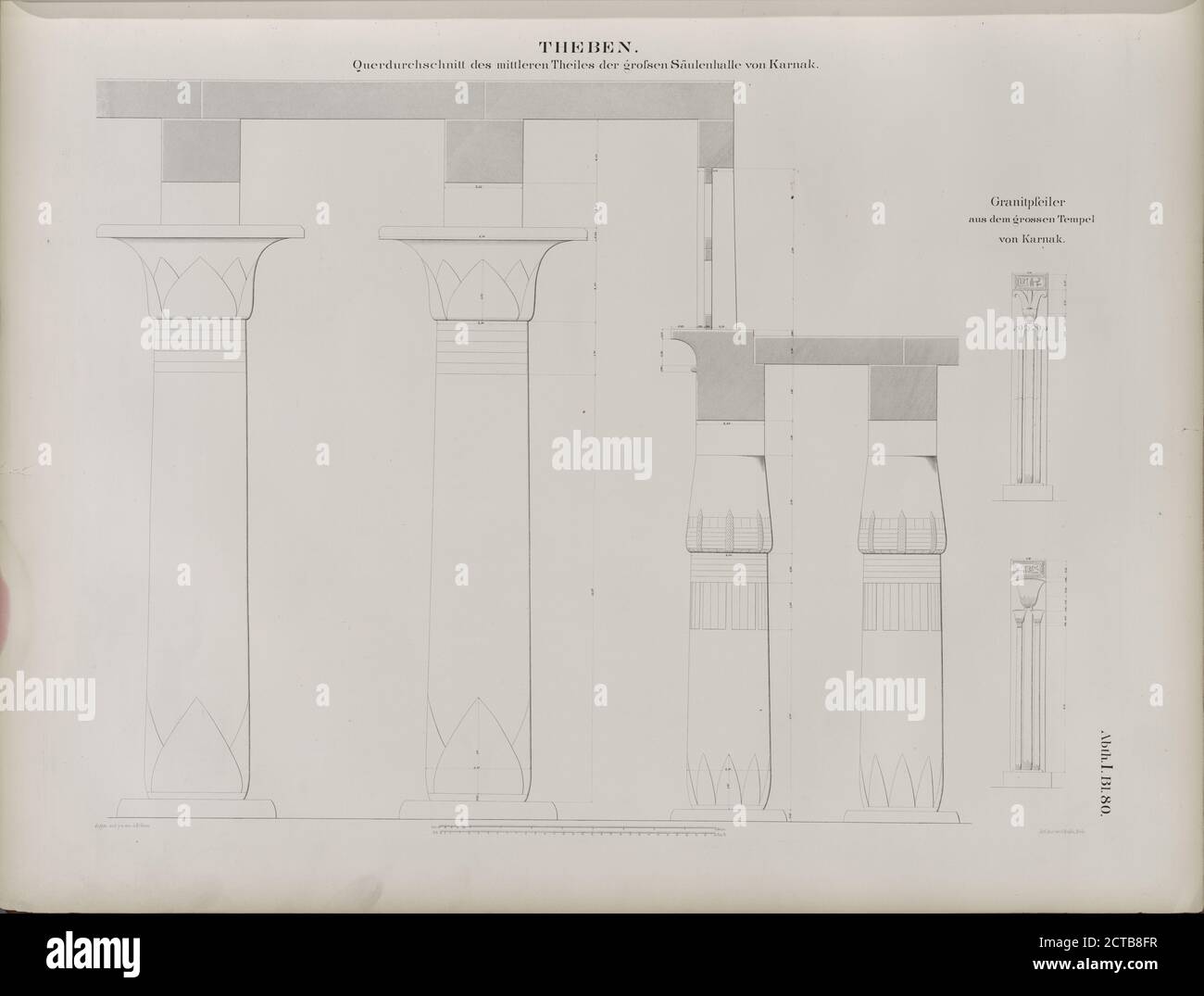 Theben Thèbes: Querdurchschnitt des mittleren Theiles der grossen Säulenhalle von Karnak., image fixe, estampes, 1849 - 1856, Lepsius, Richard, 1810-1884, Erbkam, Georg Gustav (1811-1876), Reubke, Gustav Banque D'Images