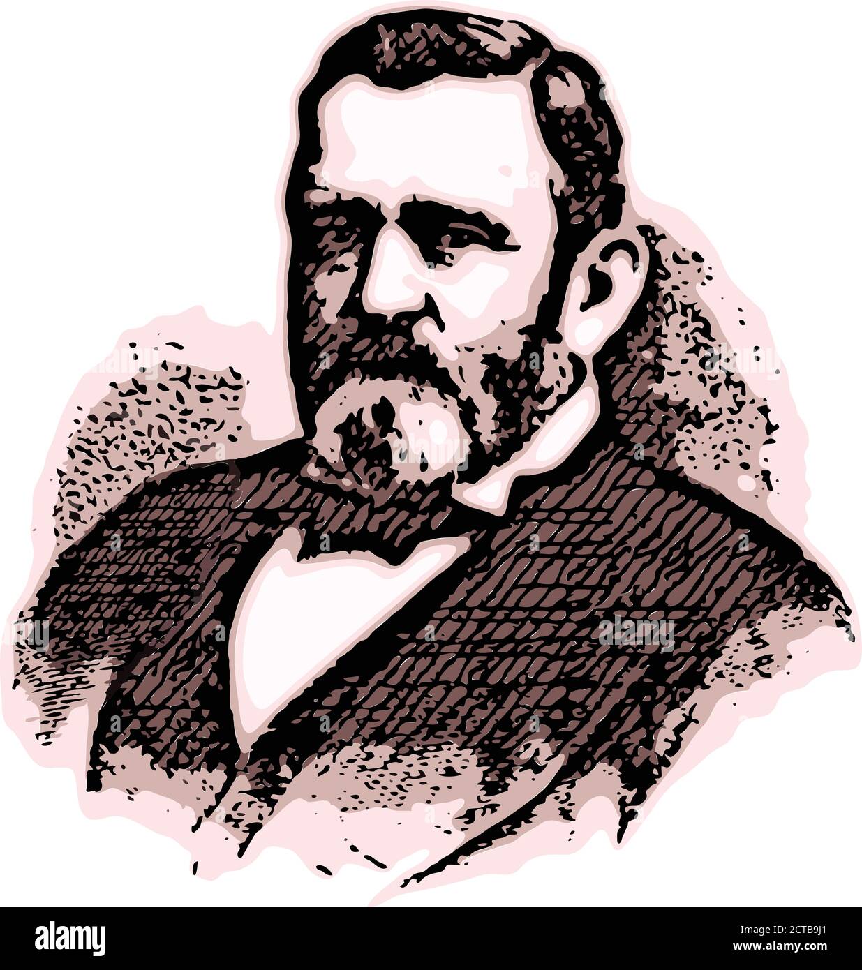 Portrait vectoriel du président Ulysses S. Grant. Ulysses S. Grant (1822 – 1885) était un soldat et un homme politique américain qui a été le 18e président Illustration de Vecteur