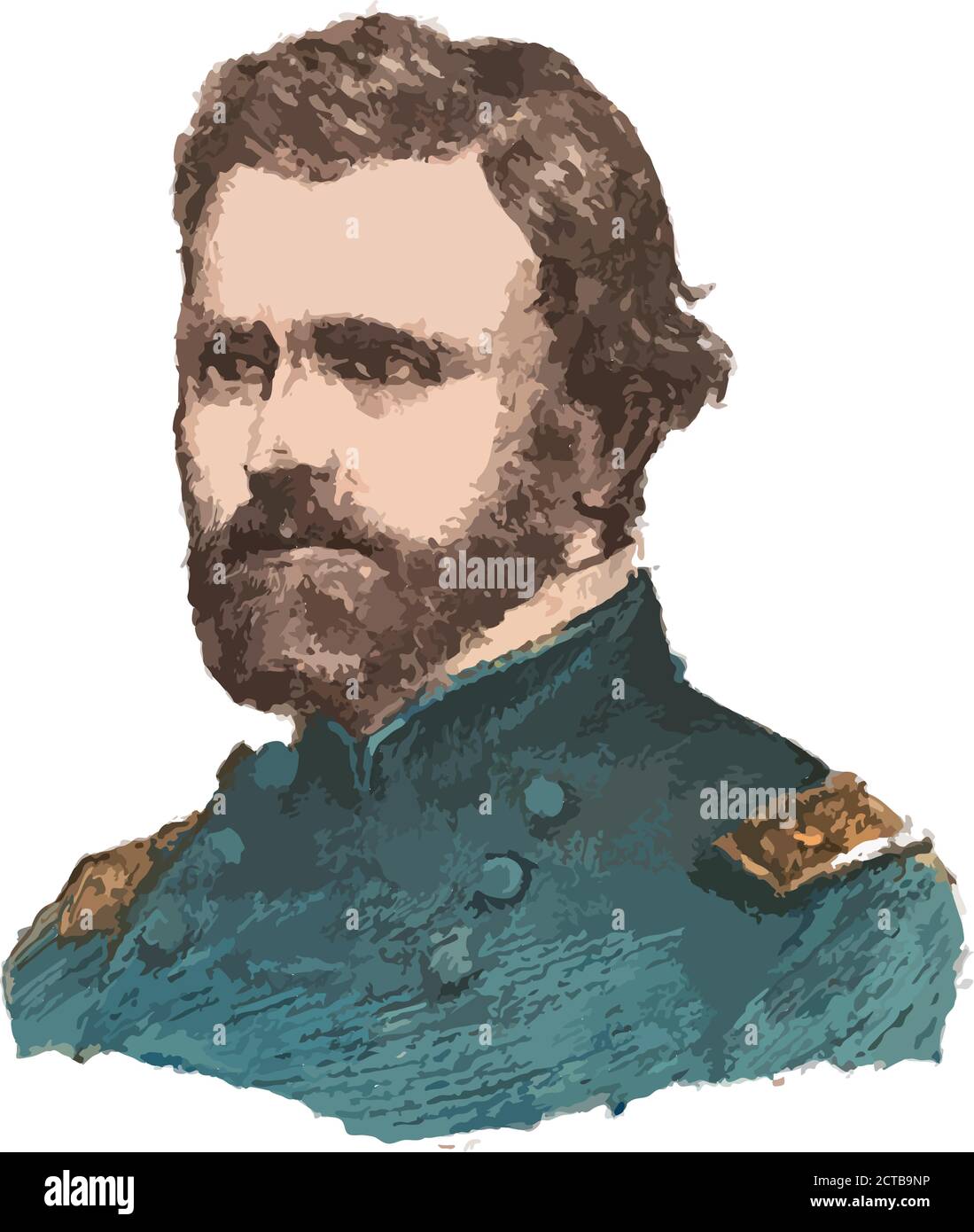 Portrait vectoriel du président Ulysses S. Grant. Ulysses S. Grant (1822 – 1885) était un soldat et un homme politique américain qui a été le 18e président Illustration de Vecteur