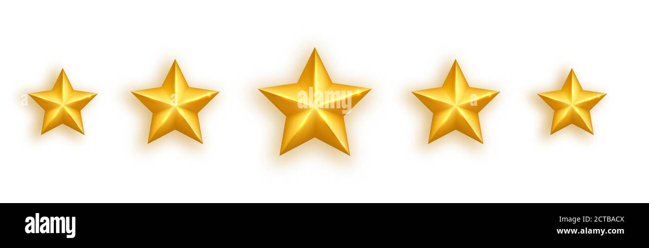Étoile Golden Realistic sur fond blanc. Cinq étoiles brillantes étoiles or étoiles icônes de notation. Élément design des vacances de luxe. Boule dorée brillante Illustration de Vecteur Étoile Golden Realistic sur fond blanc. Cinq étoiles brillantes étoiles or étoiles icônes de notation. Élément design des vacances de luxe. Boule dorée brillante Illustration de Vecteur