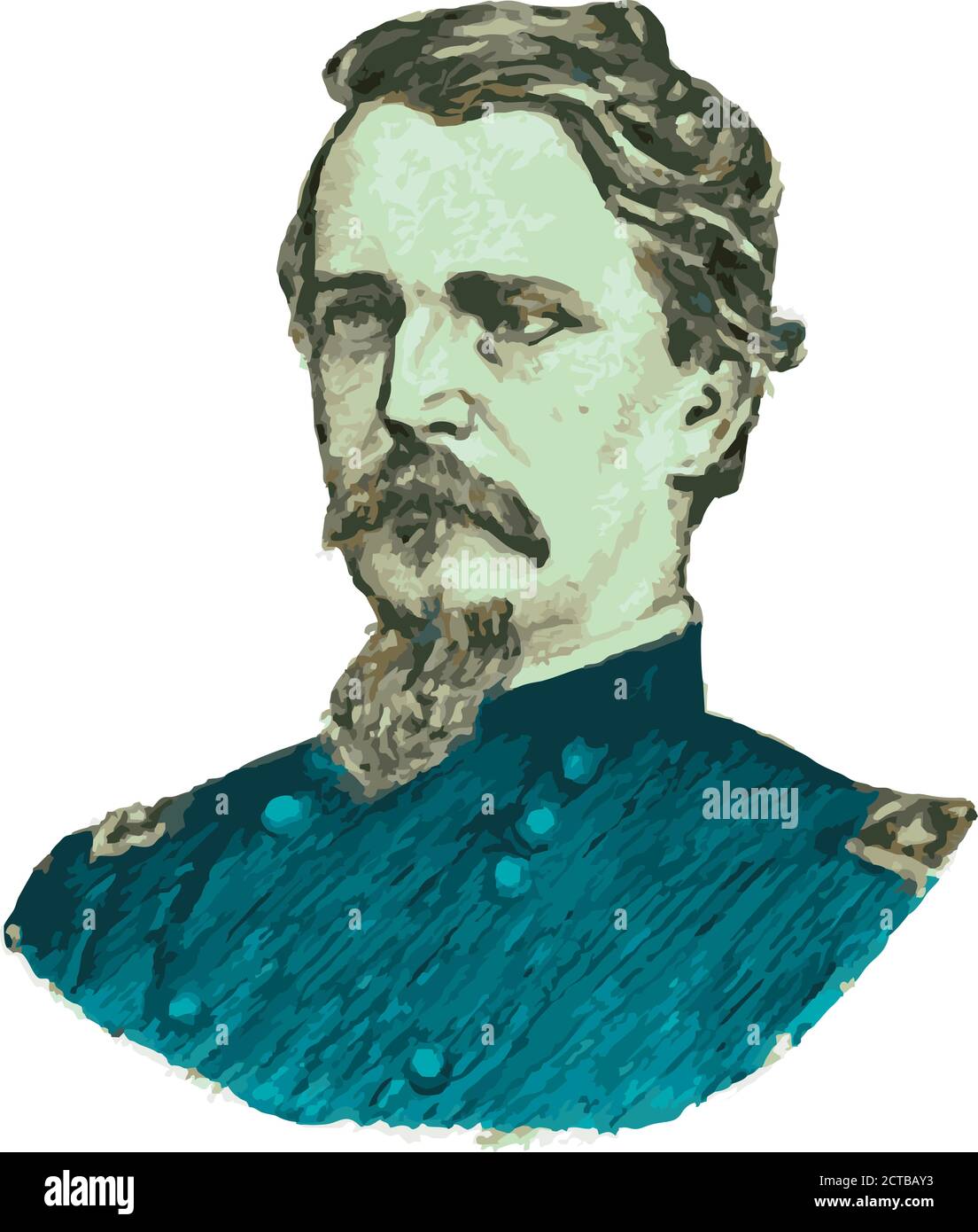 Portrait vectoriel du général Hancock. Winfield Scott Hancock (1824 – 1886) était un officier de l'armée des États-Unis et le candidat démocrate au poste de président de Illustration de Vecteur