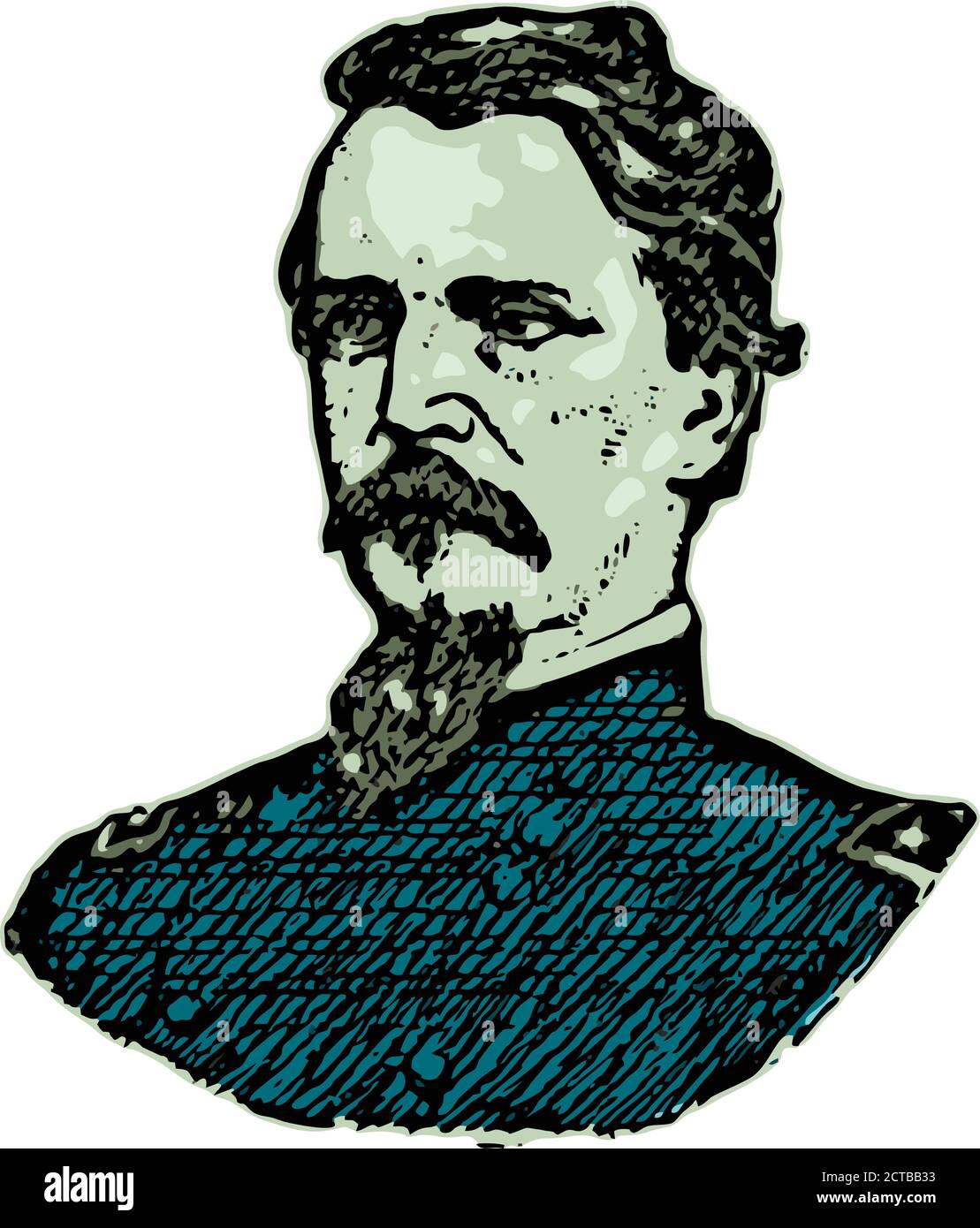 Portrait vectoriel du général Hancock. Winfield Scott Hancock (1824 – 1886) était un officier de l'armée des États-Unis et le candidat démocrate au poste de président de Illustration de Vecteur