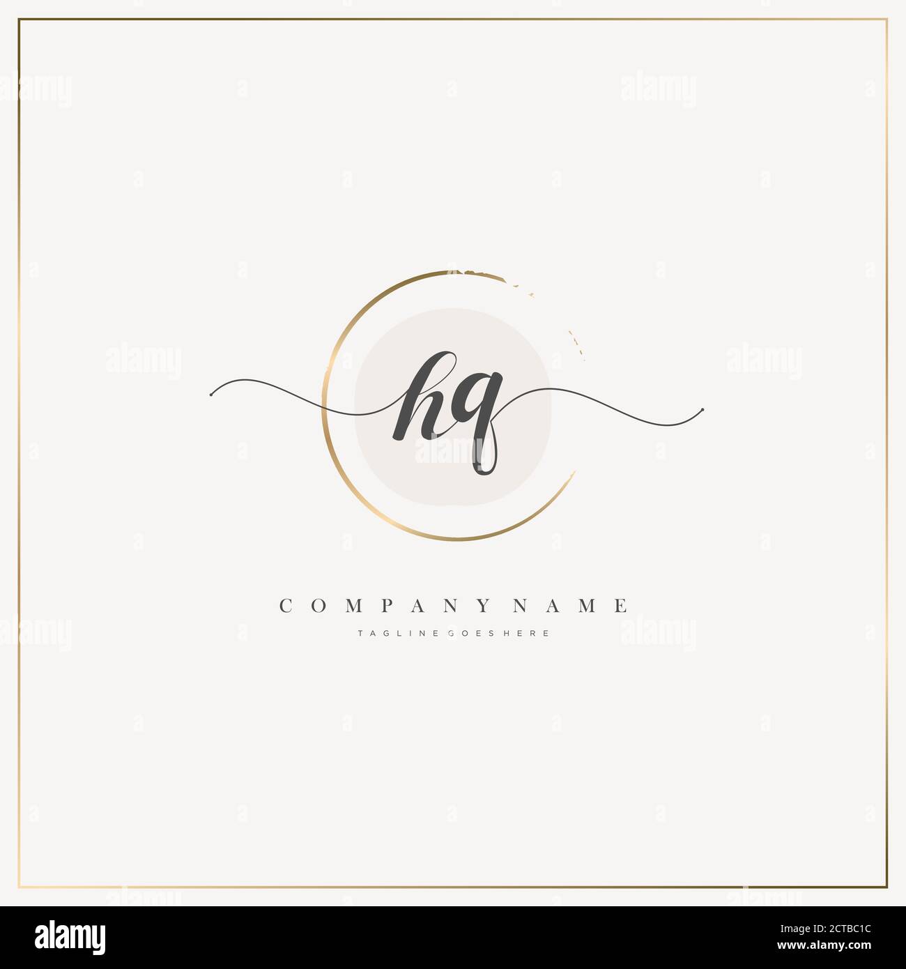 HQ lettre initiale logo écriture dessinée à la main modèle vectoriel, logo pour la beauté, cosmétiques, mariage, mode et affaires Illustration de Vecteur