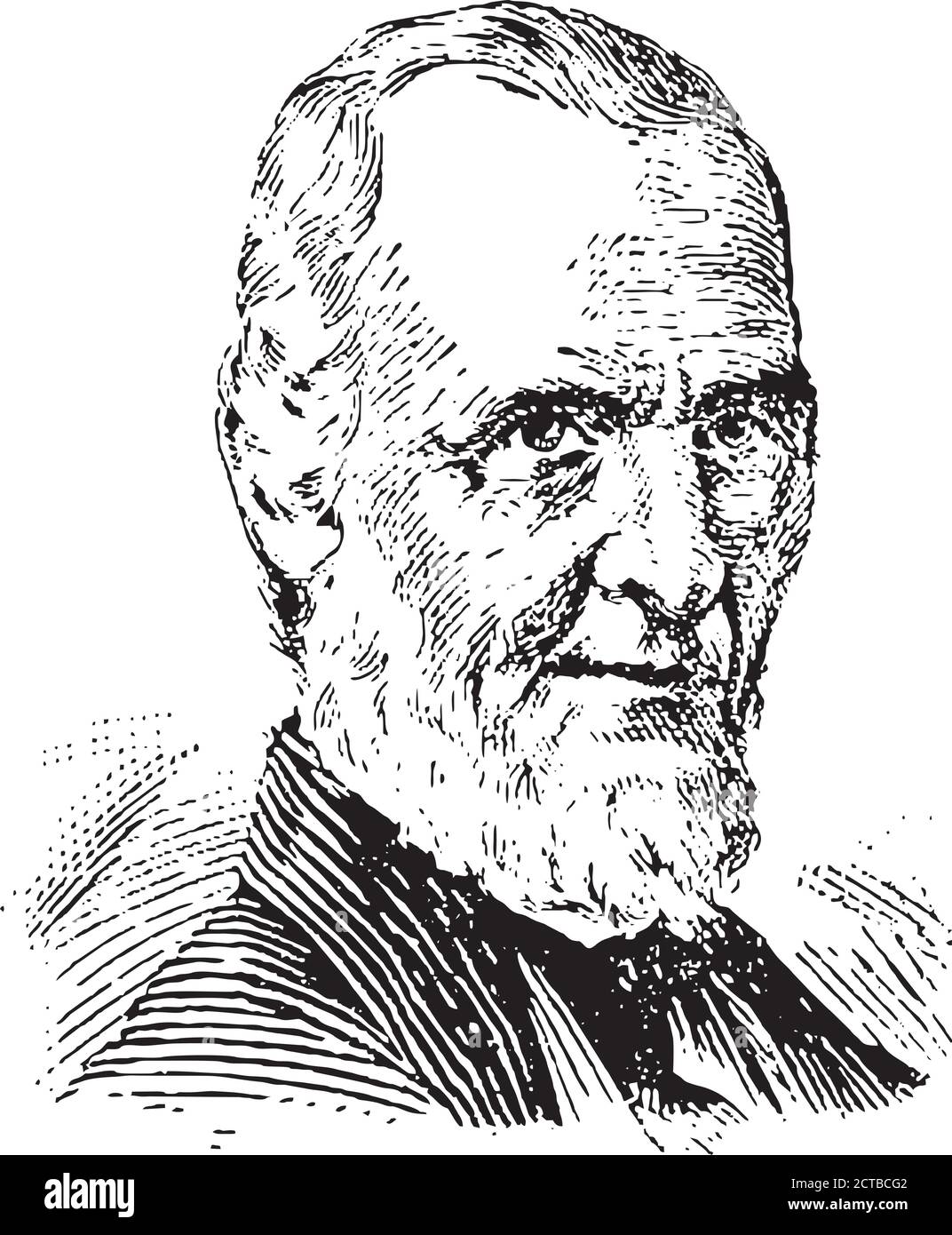 Portrait vectoriel de John Whittier. John Greenleaf Whittier (1807 – 1892) était un poète et défenseur américain de l'abolition de l'esclavage à l'ONU Illustration de Vecteur