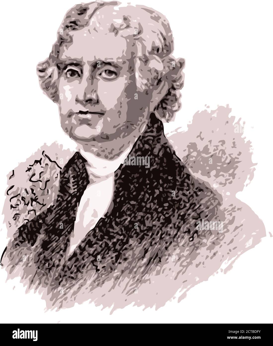 Portrait vectoriel du président Thomas Jefferson. Thomas Jefferson (1743 – 1826) était un homme d'État américain, diplomate, avocat, architecte, philosophe et Illustration de Vecteur