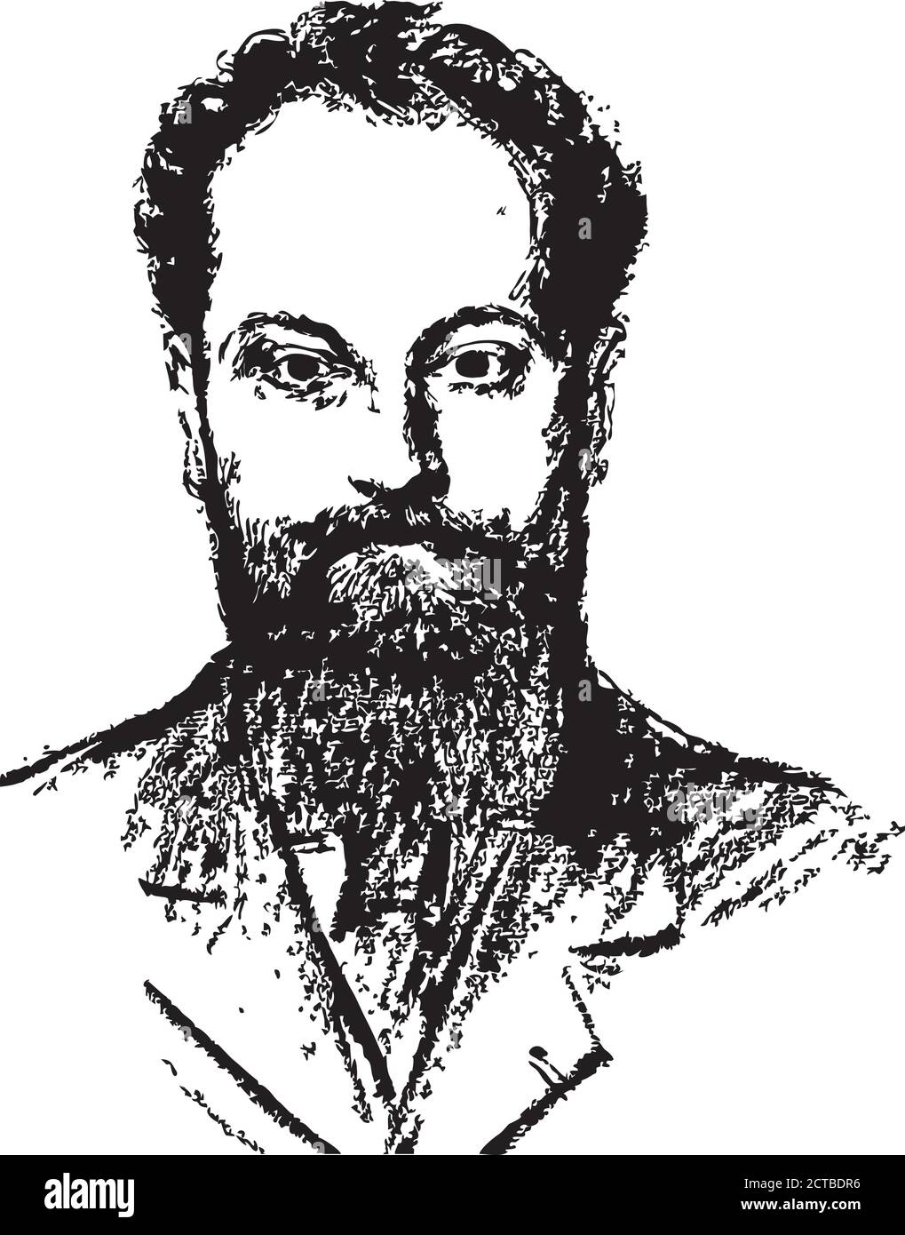 Portrait vectoriel d'Albert Guillaume. Albert Guillaume (1873 – 1942) est peintre et caricaturiste français. Illustration de Vecteur