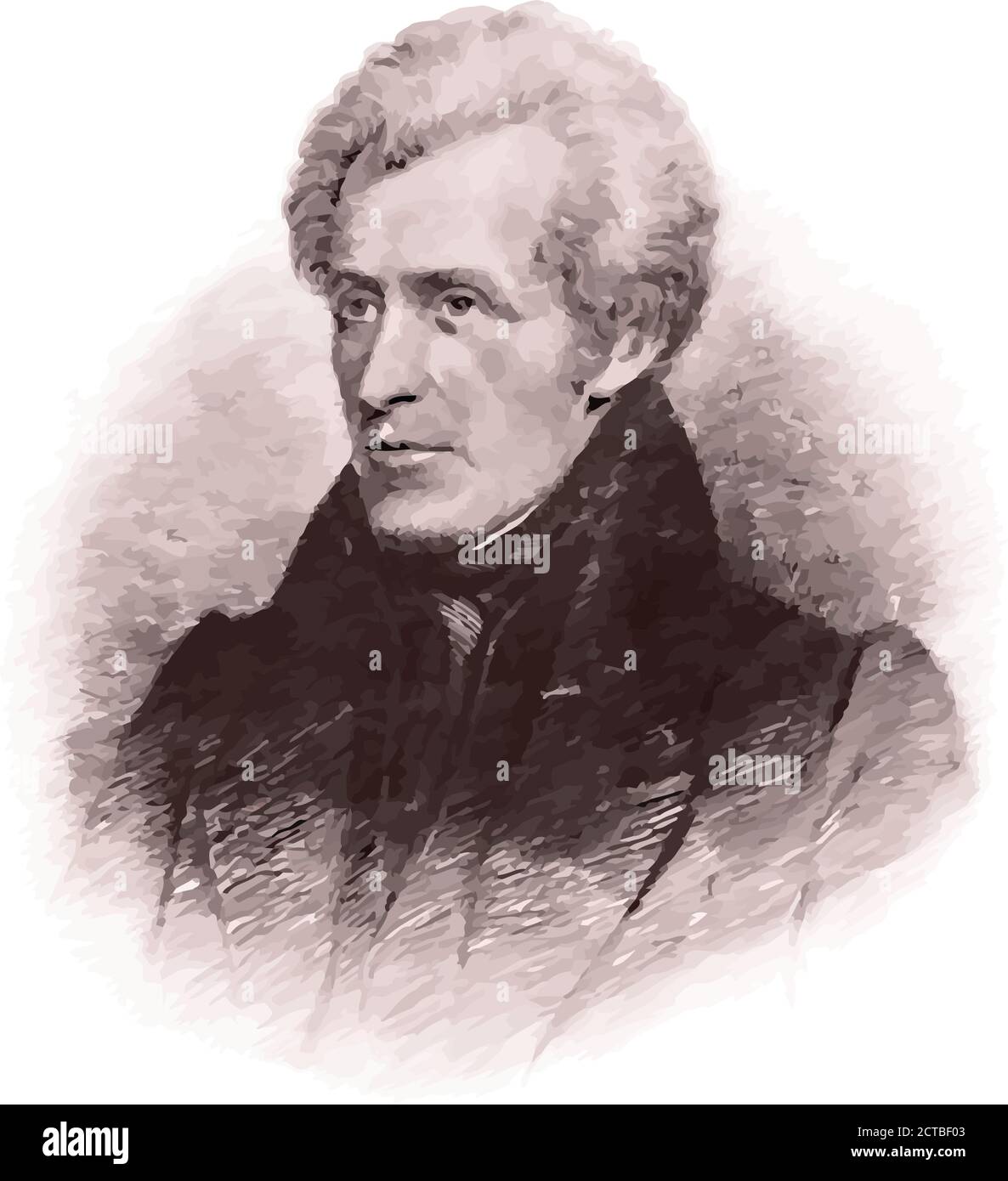 Portrait vectoriel du président Andrew Jackson. Andrew Jackson (1767 – 1845) était un soldat et homme d'État américain qui a servi comme septième président de Illustration de Vecteur