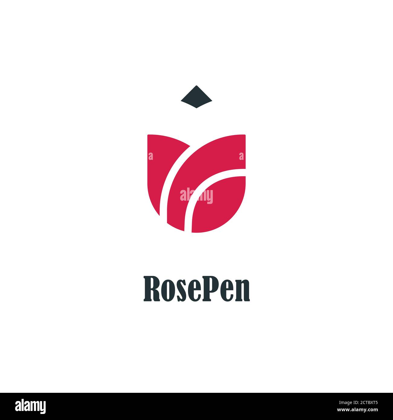 Logo crayon avec symbole rose. Logos vectoriels pour les auteurs, les éditeurs et les établissements d'enseignement. Illustration de Vecteur