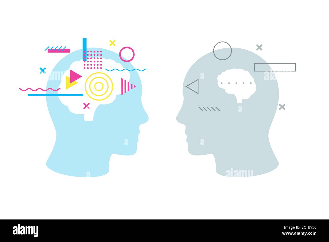 Confrontation entre le concept de cerveau intelligent et stupide.  Concurrence entre l'intellect bien lu et l'esprit faible Image Vectorielle  Stock - Alamy