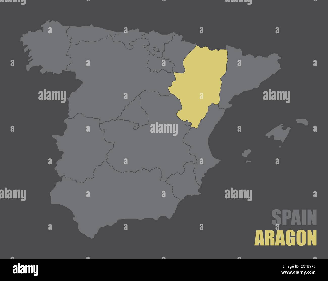 Espagne carte d'Aragon Illustration de Vecteur